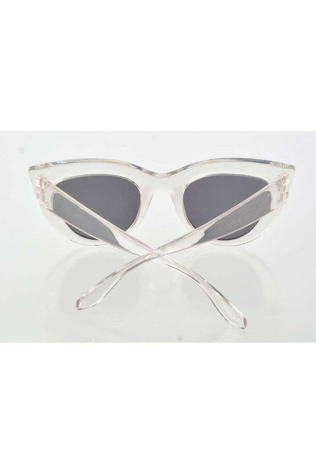 Şeffaf Beyaz Çerçeve Cat Eye Kadın Güneş Gözlüğü - Moda Gözlük