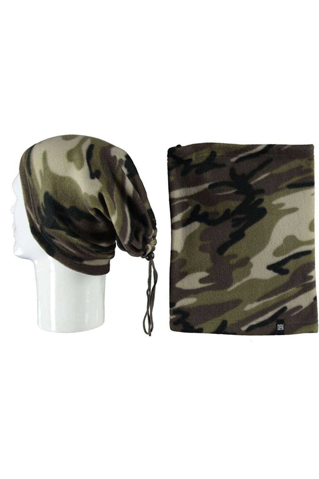 2 Adet Polar İpli Bere ve Boyunluk Kırmızı Kamuflaj - UcuzaGeliyor