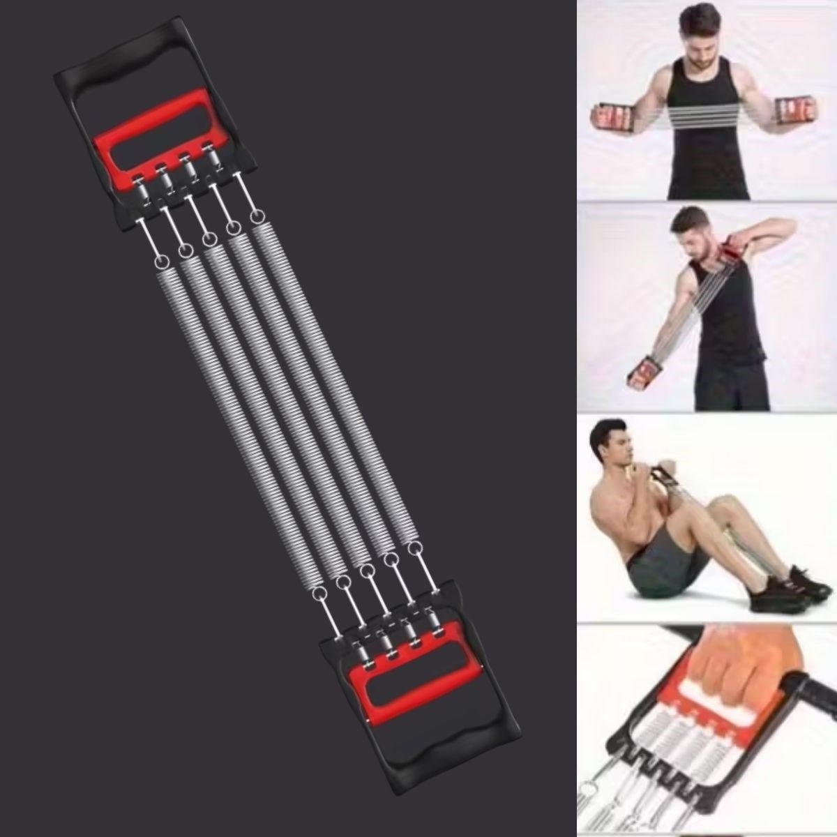 BUFFER® Göğüs Genişletme ve Kuvvet Egzersiz Aleti - 5 Yaylı 5 Kademeli Ayarlanabilir Fitness ve Kuvvet Antrenmanı Ekipmanı - UcuzaGeliyor