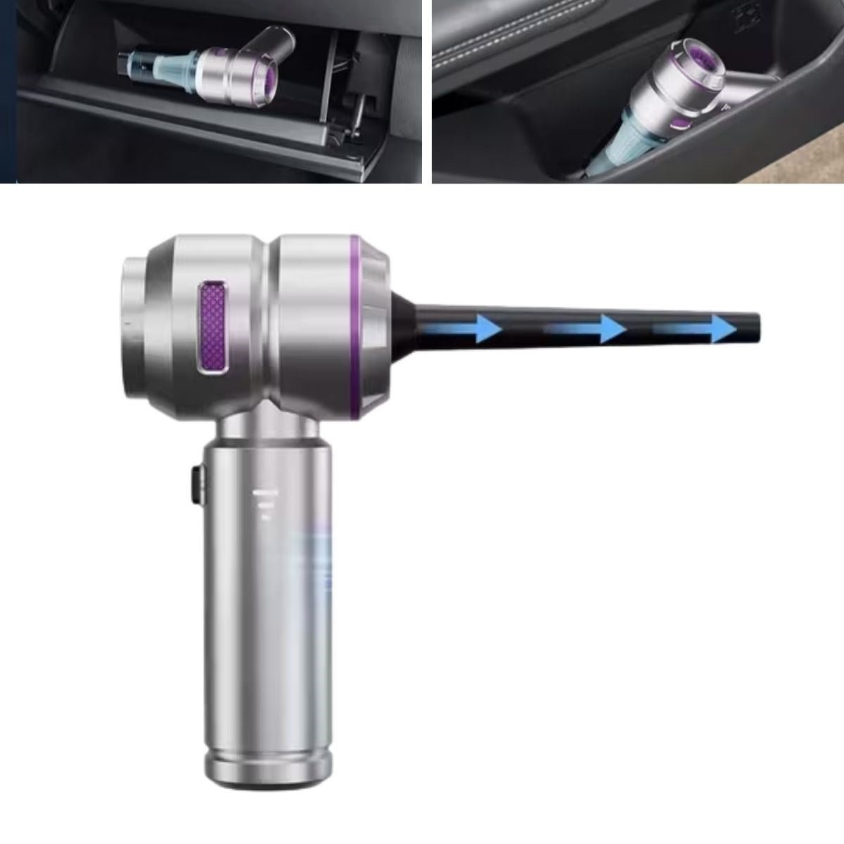 BUFFER® 9 Farklı Uçlu Kablosuz Şarjlı Araç İçi Süpürge - Wireless Destekli, Güçlü Emiş, Taşınabilir Pratik Araç Temizleyici - UcuzaGeliyor