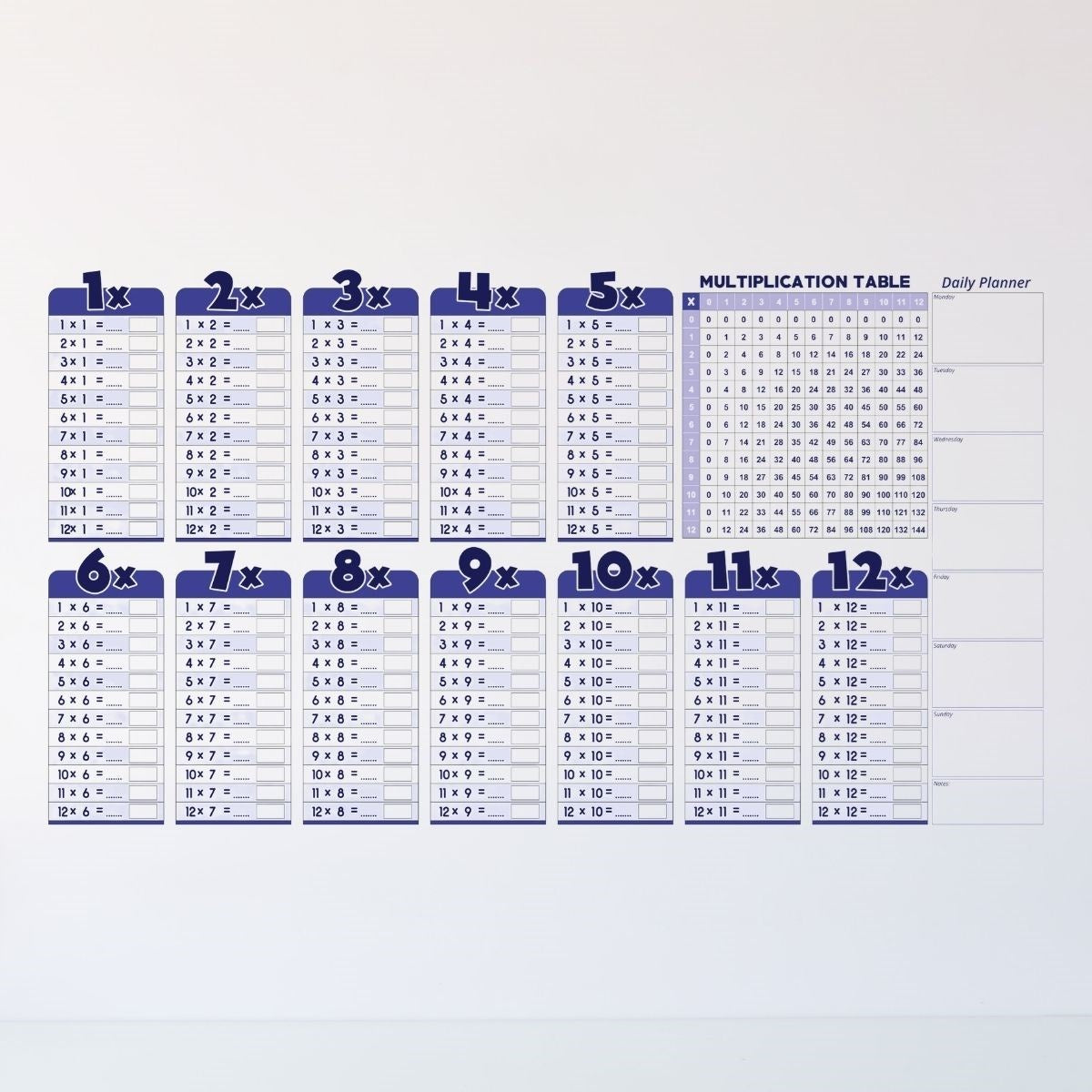 ucuzageliyor® Statik Akıllı Kağıt Ingilizce Çarpım Tablosu 100x56 Cm