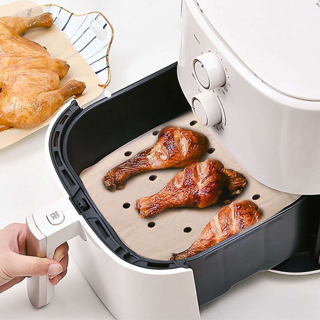GENEL® 150 Adet Air Fryer Pişirme Kağıdı Tek Kullanımlık Hava Fritöz Yağ Geçirmez Yapışmaz Gıda Pişirme Kağıdı Delikli Kare Model - UcuzaGeliyor