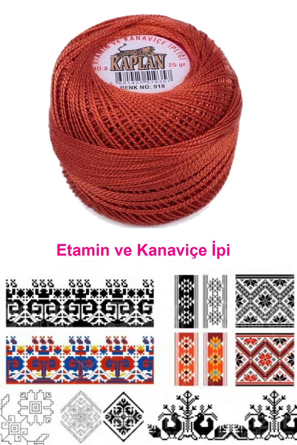 Kaplan Etamin Ve Kanaviçe İpi 8 No Kod/Renk: 918 - Royaleks