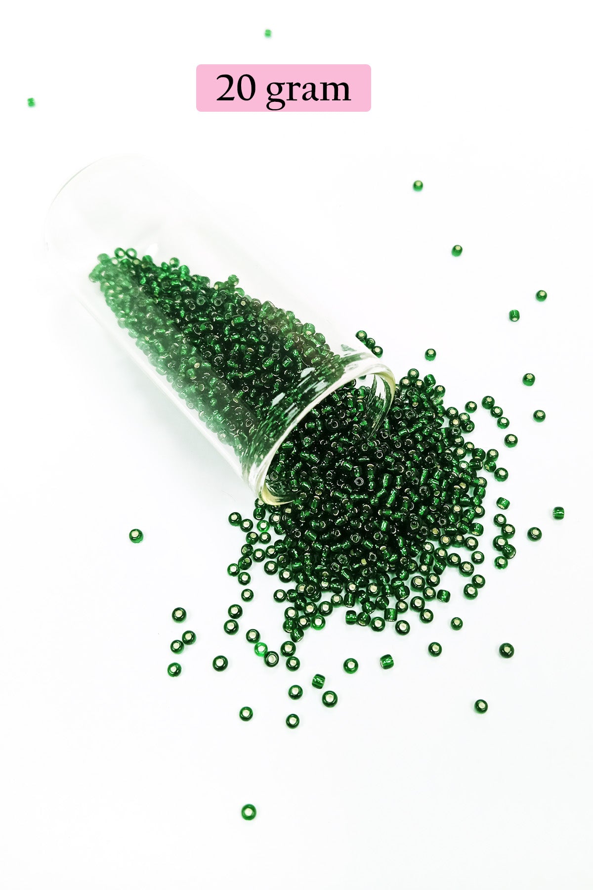 Dökme Cam Kum Boncuk (11/0) 2 mm - 20 Gram -  Şefaf Koyu Yeşil - BNC002