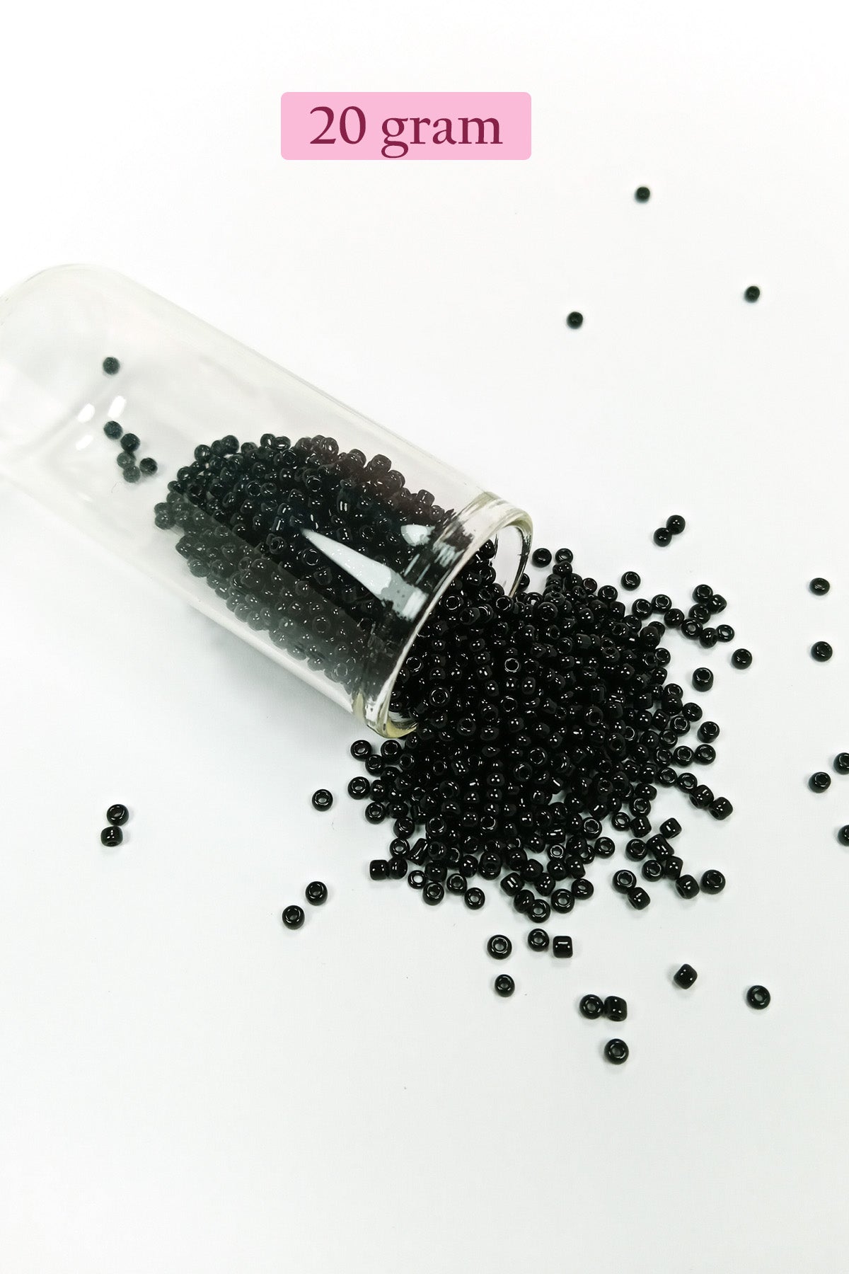 Dökme Cam Kum Boncuk (11/0) 2 mm - 20 Gram -  Siyah - BNC010