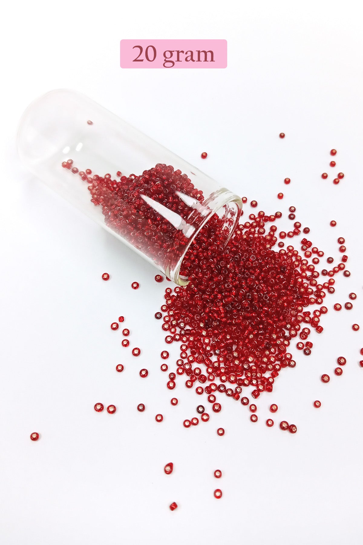 Dökme Cam Kum Boncuk (11/0) 2 mm - 20 Gram -  Şeffaf Koyu Kırmızı - BNC015