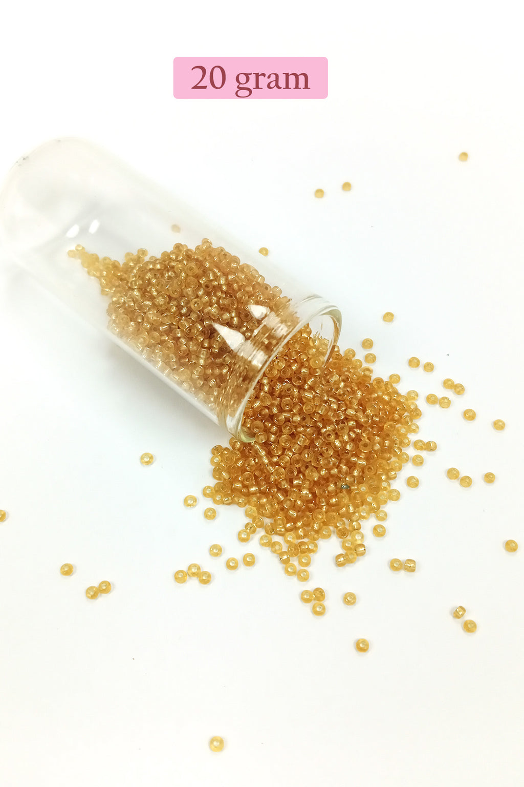 Dökme Cam Kum Boncuk (11/0) 2 mm - 20 Gram -  Şeffaf Altın - BNC027