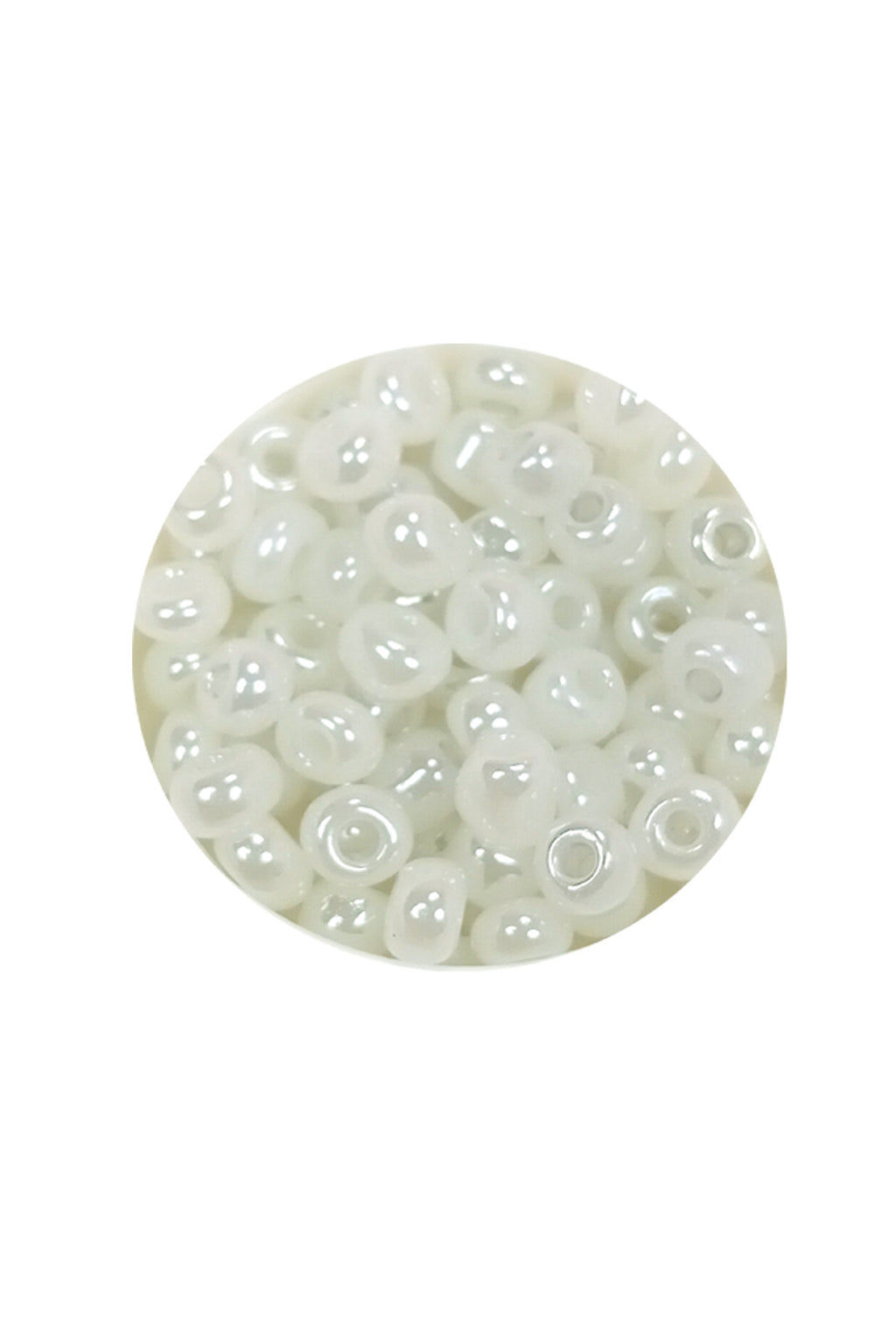 Dökme Cam Kum Boncuk Büyük Boy (6/0) 4 mm - 20 Gram - İnci Beyaz - BNC081