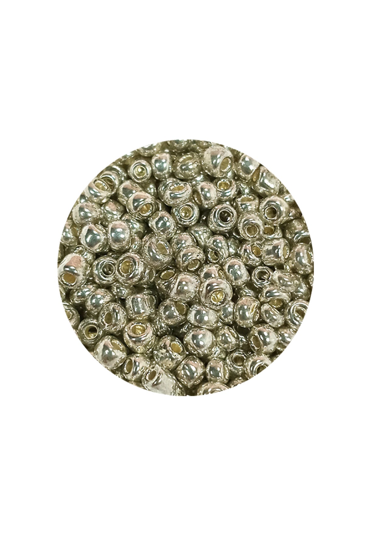 Dökme Cam Kum Boncuk (8/0) 3 mm - 20 Gram - Parlak Gümüş - BNC147