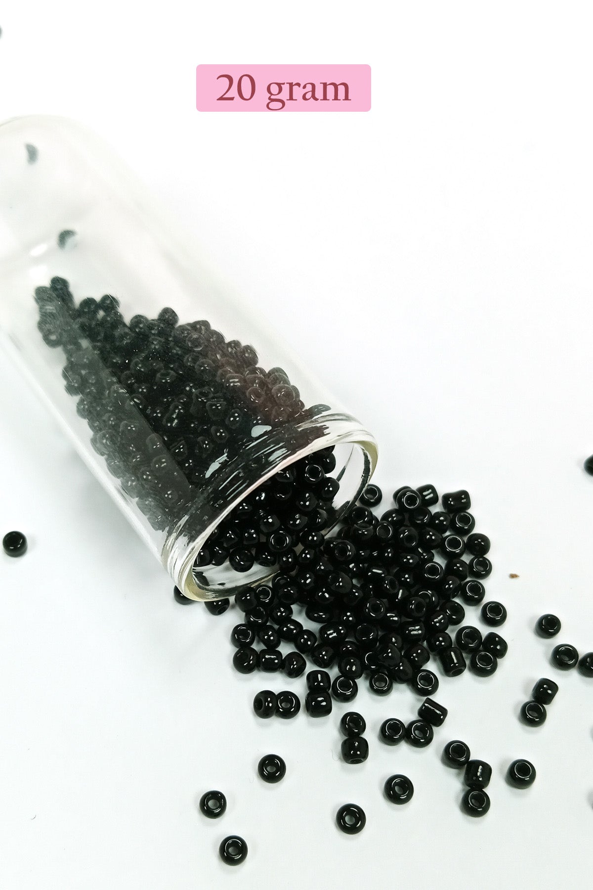 Dökme Cam Kum Boncuk (8/0) 3 mm - 20 Gram - Parlak Siyah - BNC170