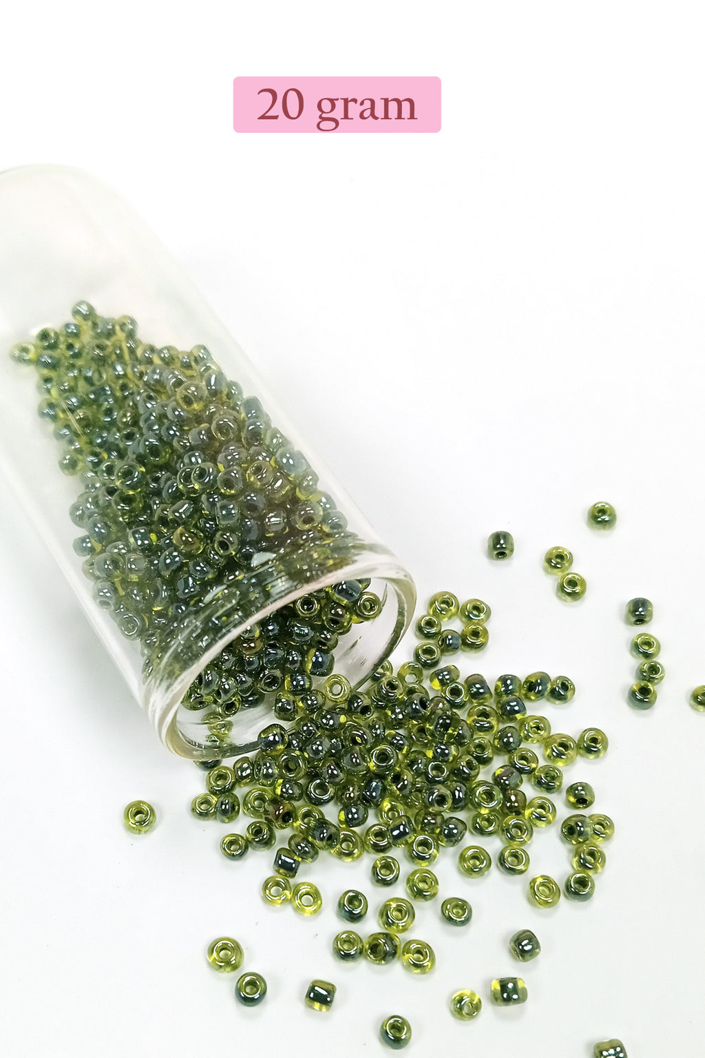 Dökme Cam Kum Boncuk (8/0) 3 mm - 20 Gram - Şeffaf Alacalı Yeşil - BNC171