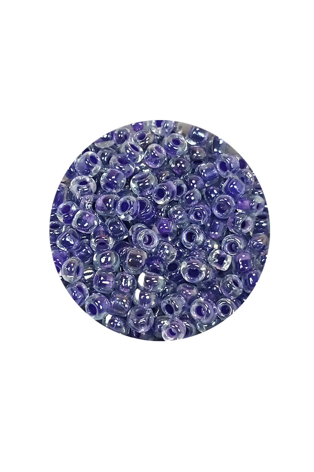 Dökme Cam Kum Boncuk (8/0) 3 mm - 20 Gram - Şeffaf Mor Beyaz - BNC181