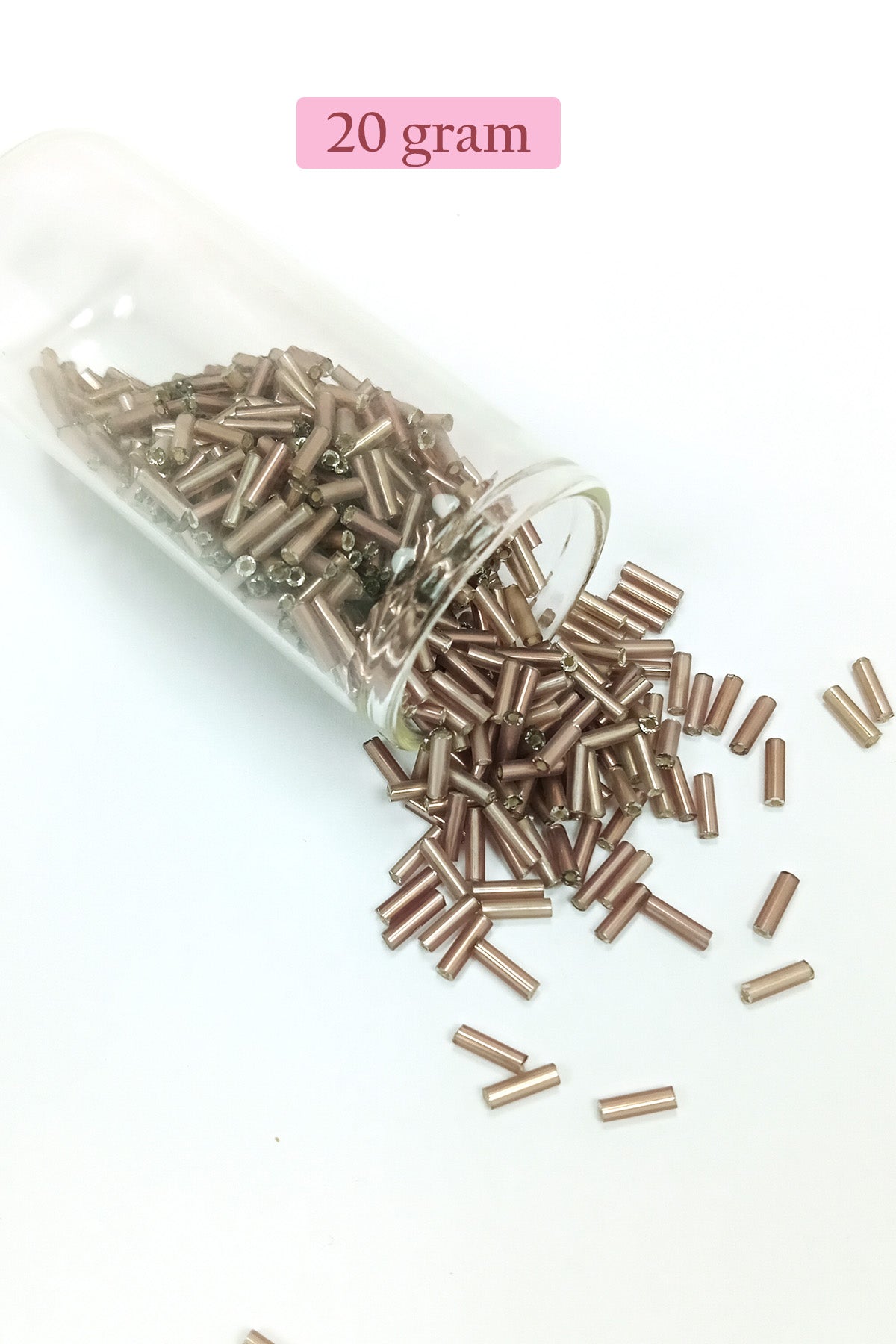 Uzun Boru Kesme Boncuk Çap 2mm Uzunluk 10 mm - 20 Gram - Koyu Bej - BNC225