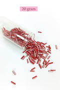 Uzun Boru Kesme Boncuk Çap 2mm Uzunluk 10 mm - 20 Gram - Kırmızı Beyaz - BNC239