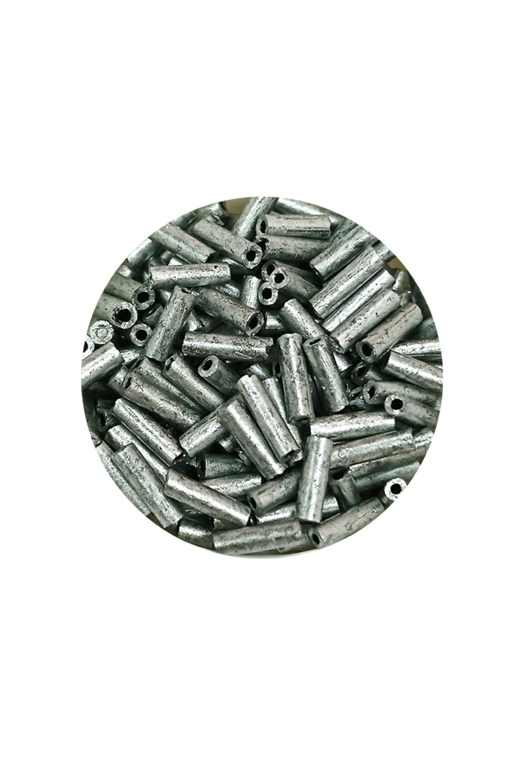Uzun Boru Kesme Boncuk Çap 2mm Uzunluk 10 mm - 20 Gram - Desenli Gümüş - BNC244