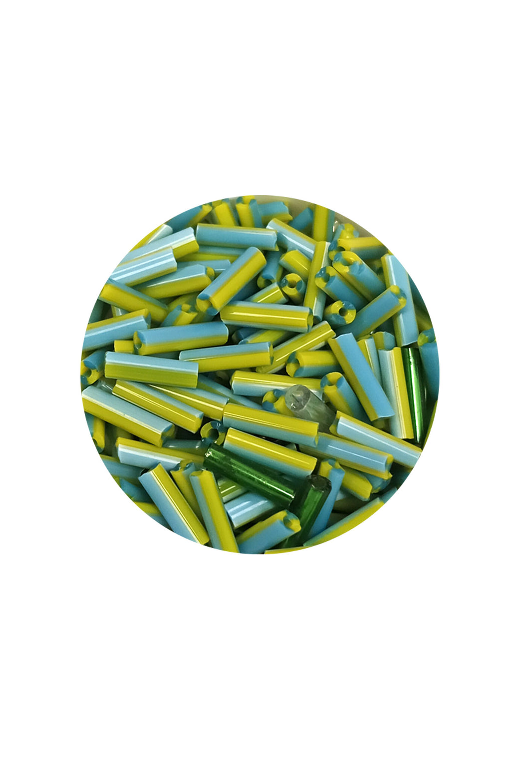 Uzun Boru Kesme Boncuk Çap 2mm Uzunluk 10 mm - 20 Gram - Yeşil Mavi - BNC250