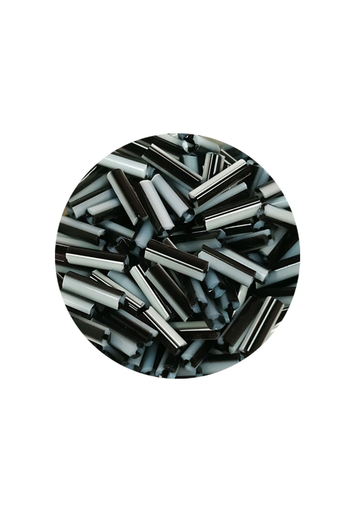 Uzun Boru Kesme Boncuk Çap 2mm Uzunluk 10 mm - 20 Gram - Siyah Beyaz - BNC251