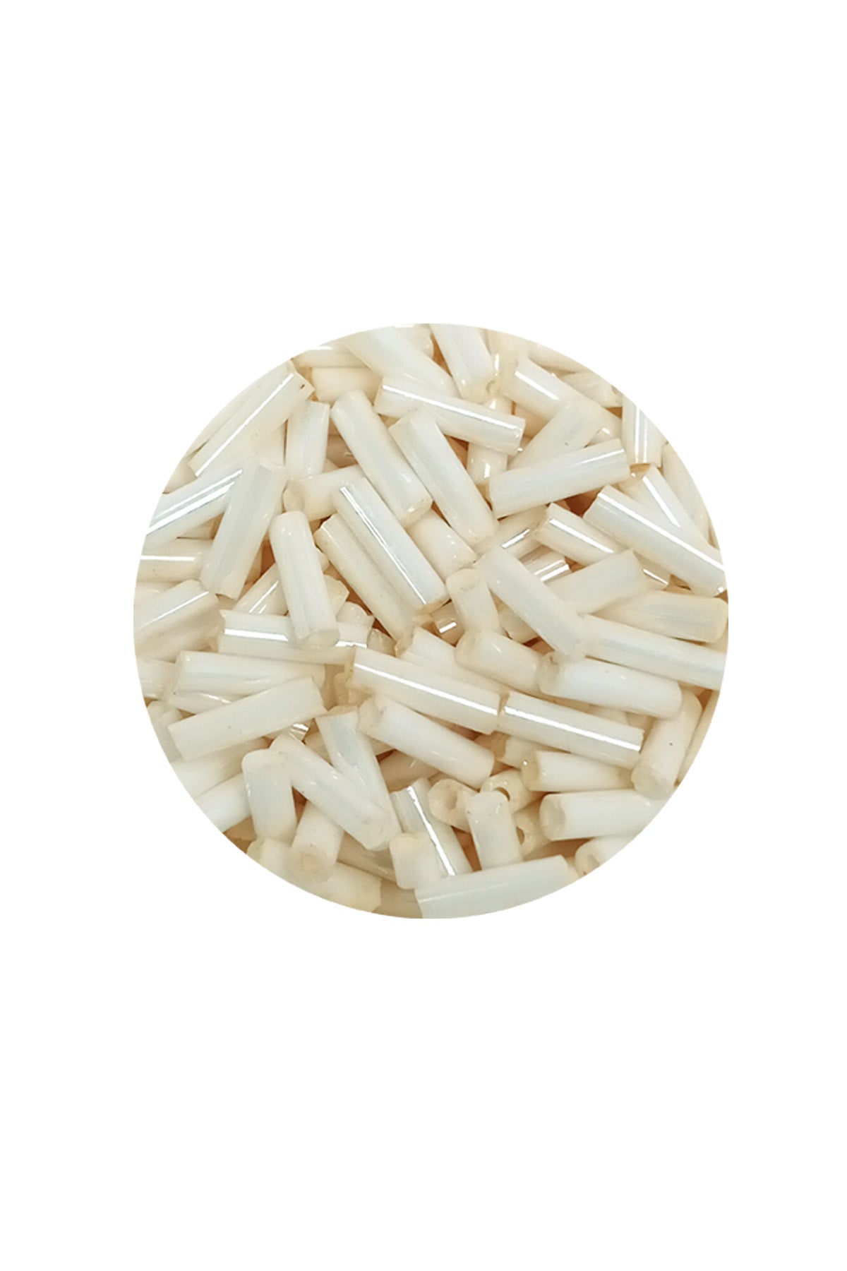 Uzun Boru Kesme Boncuk Çap 2mm Uzunluk 10 mm - 20 Gram - Açık Krem - BNC259