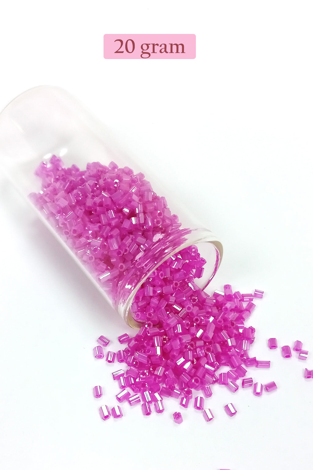 Kesme Cam Boncuk 2mm - 20 Gram - Şeffaf Fuşya -BNC315