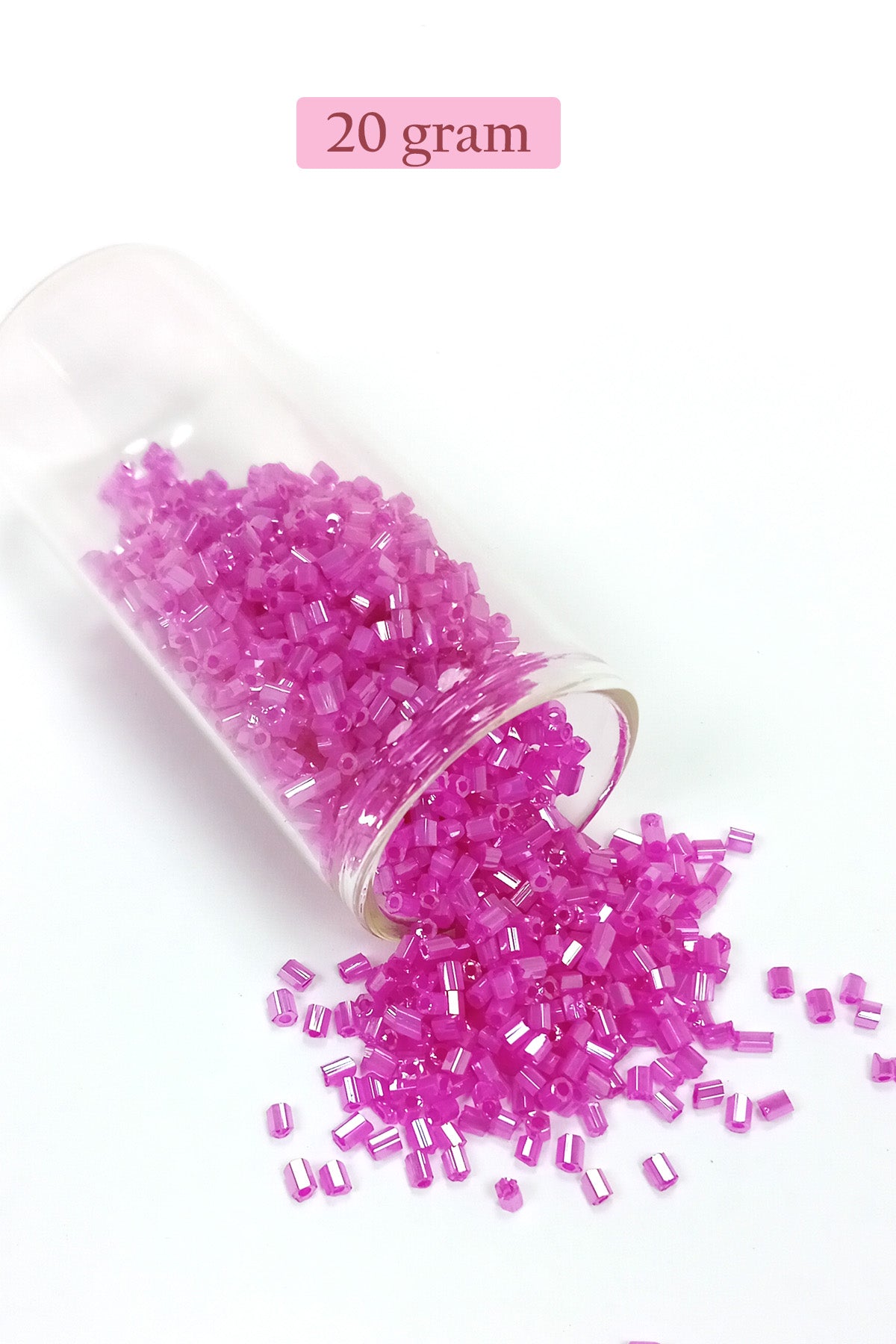 Kesme Cam Boncuk 2mm - 20 Gram - Şeffaf Fuşya -BNC315
