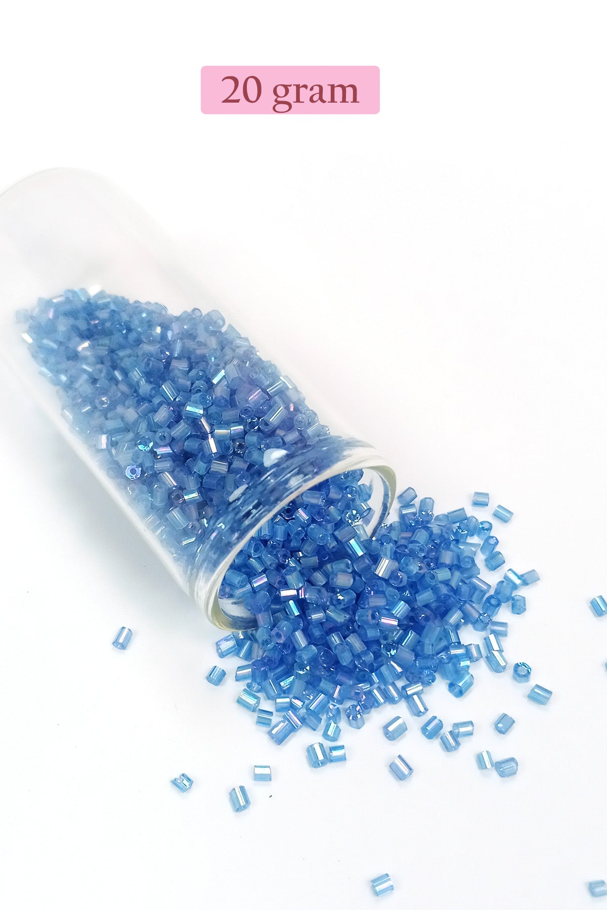 Kesme Cam Boncuk 2mm - 20 Gram - Şeffaf Mavi -BNC326