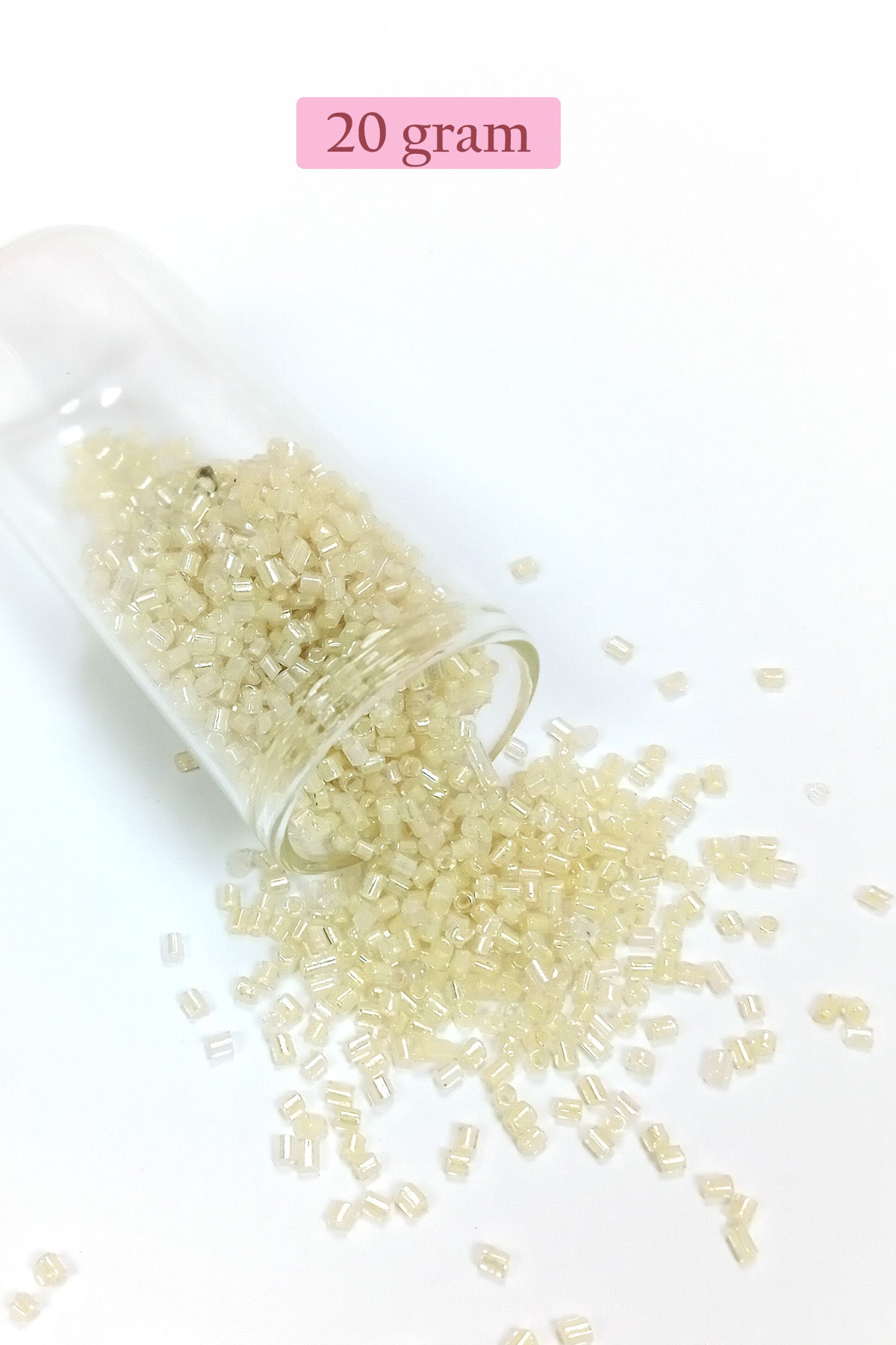 Kesme Cam Boncuk 2mm - 20 Gram - Şeffaf Krem -BNC339