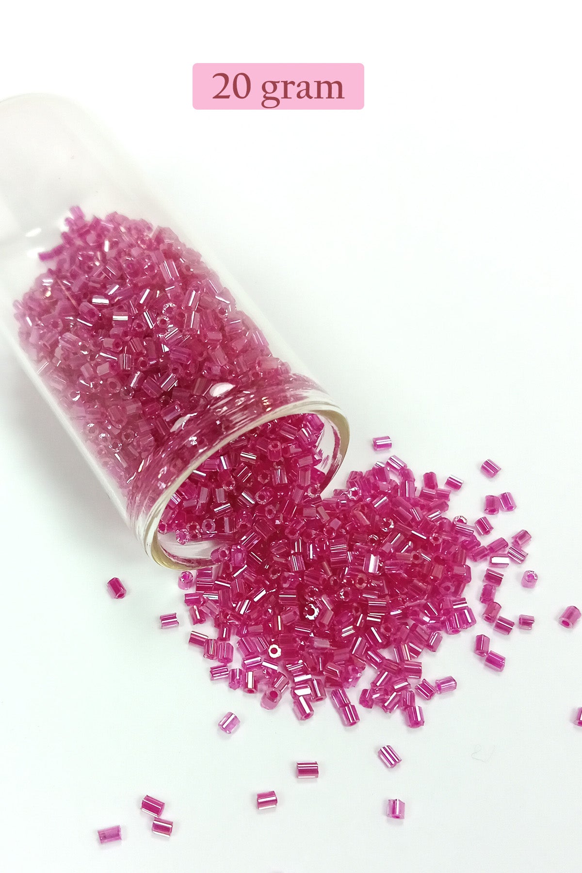 Kesme Cam Boncuk 2mm - 20 Gram - Şeffaf Koyu Pembe -BNC346