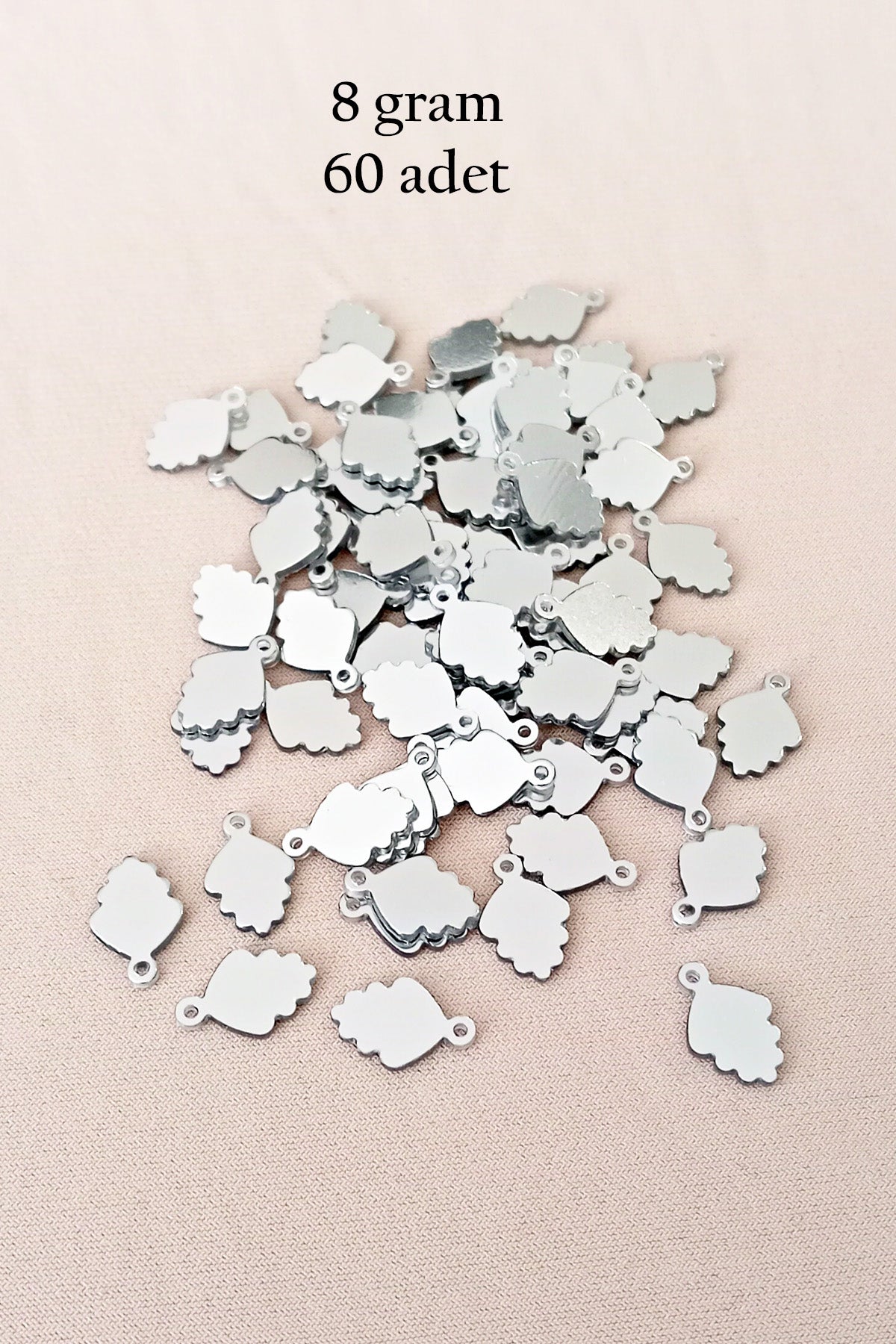 Oya Abiye Bileklik Kolye Pleksi Metalik Plastik Pul Gümüş Renk 8 gram 60 adet - BNC504