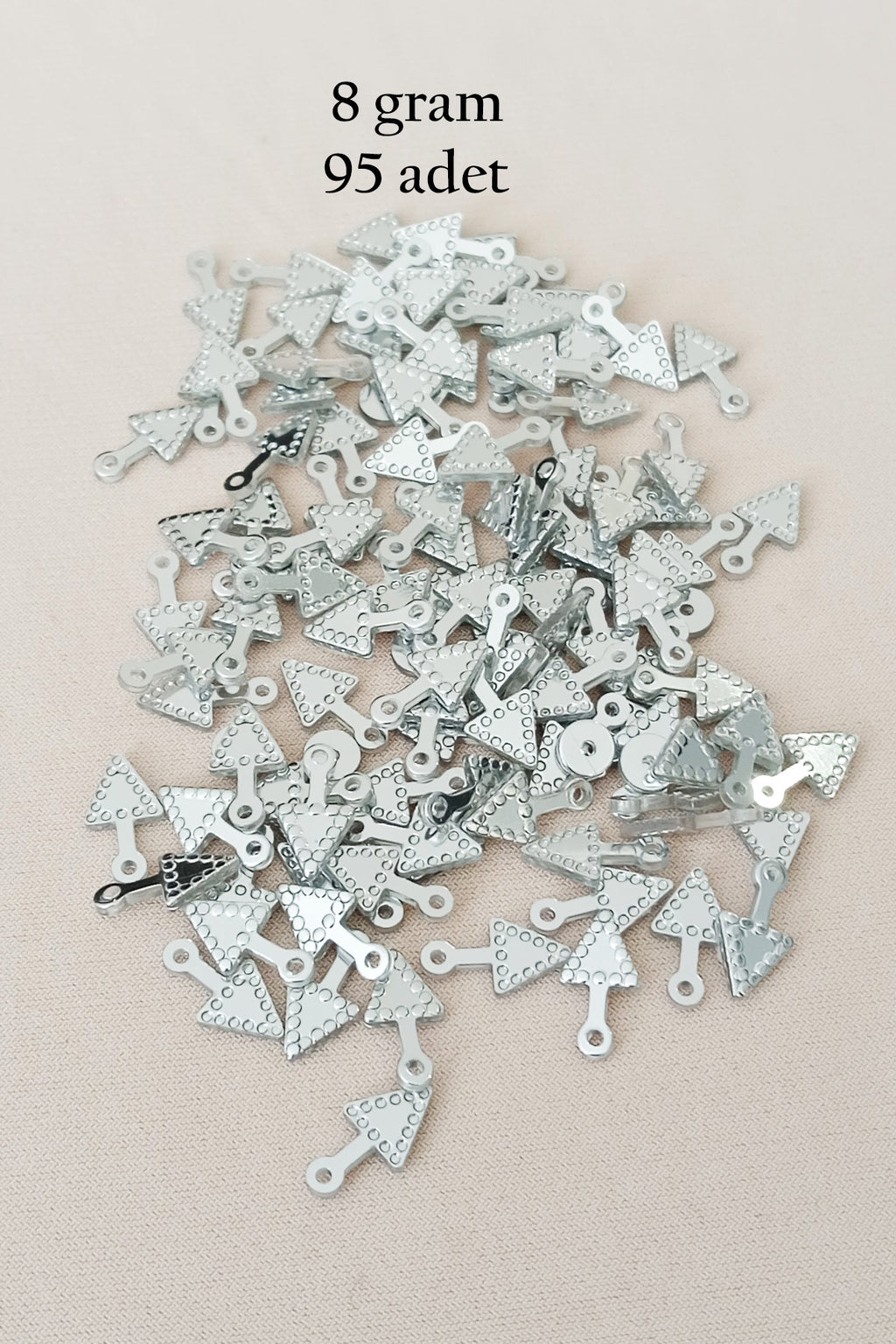 Oya Abiye Bileklik Kolye Pleksi Metalik Plastik Pul Gümüş Renk 8 gram 95 adet - BNC505