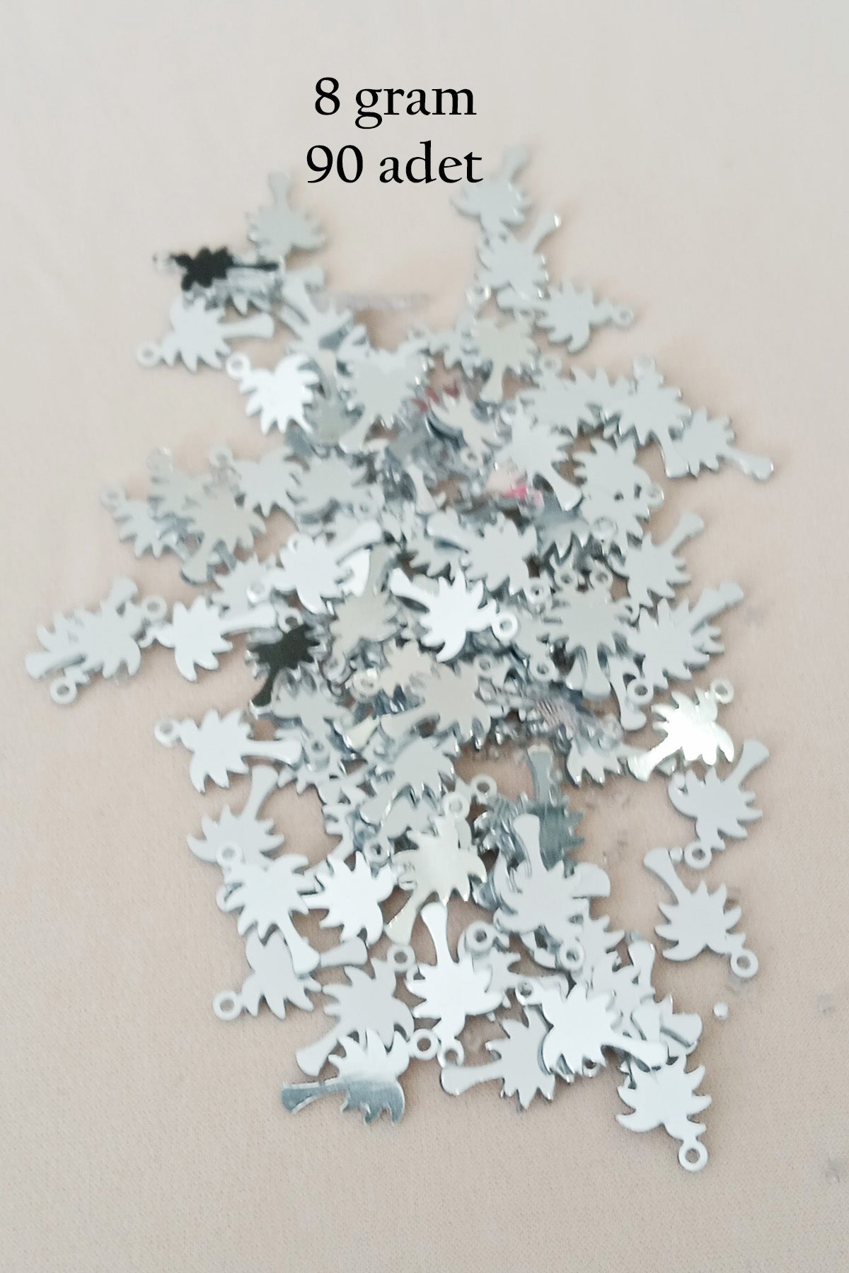 Oya Abiye Bileklik Kolye Pleksi Metalik Plastik Pul Gümüş Renk 8 gram 90 adet - BNC506