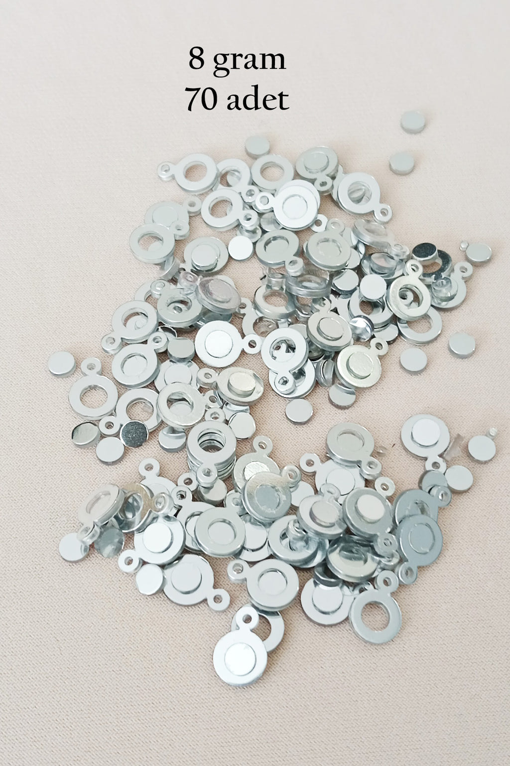 Oya Abiye Bileklik Kolye Pleksi Metalik Plastik Pul Gümüş Renk 8 gram 70 adet - BNC510