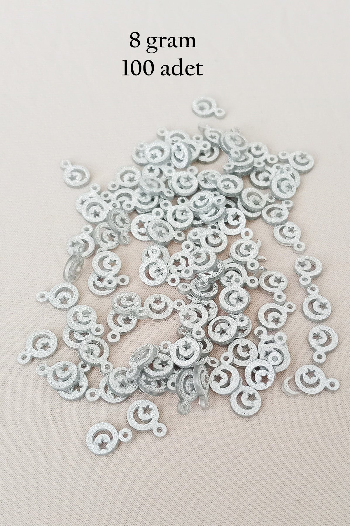 Oya Abiye Bileklik Kolye Pleksi Metalik Plastik Pul Gümüş Renk 8 gram 100 adet - BNC516