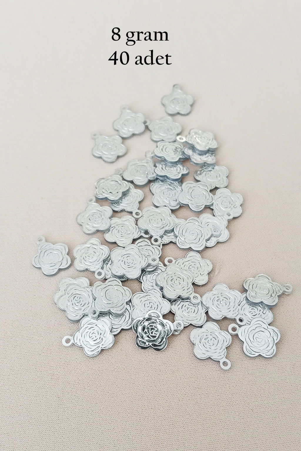 Oya Abiye Bileklik Kolye Pleksi Metalik Plastik Pul Gümüş Renk 8 gram 40 adet - BNC524