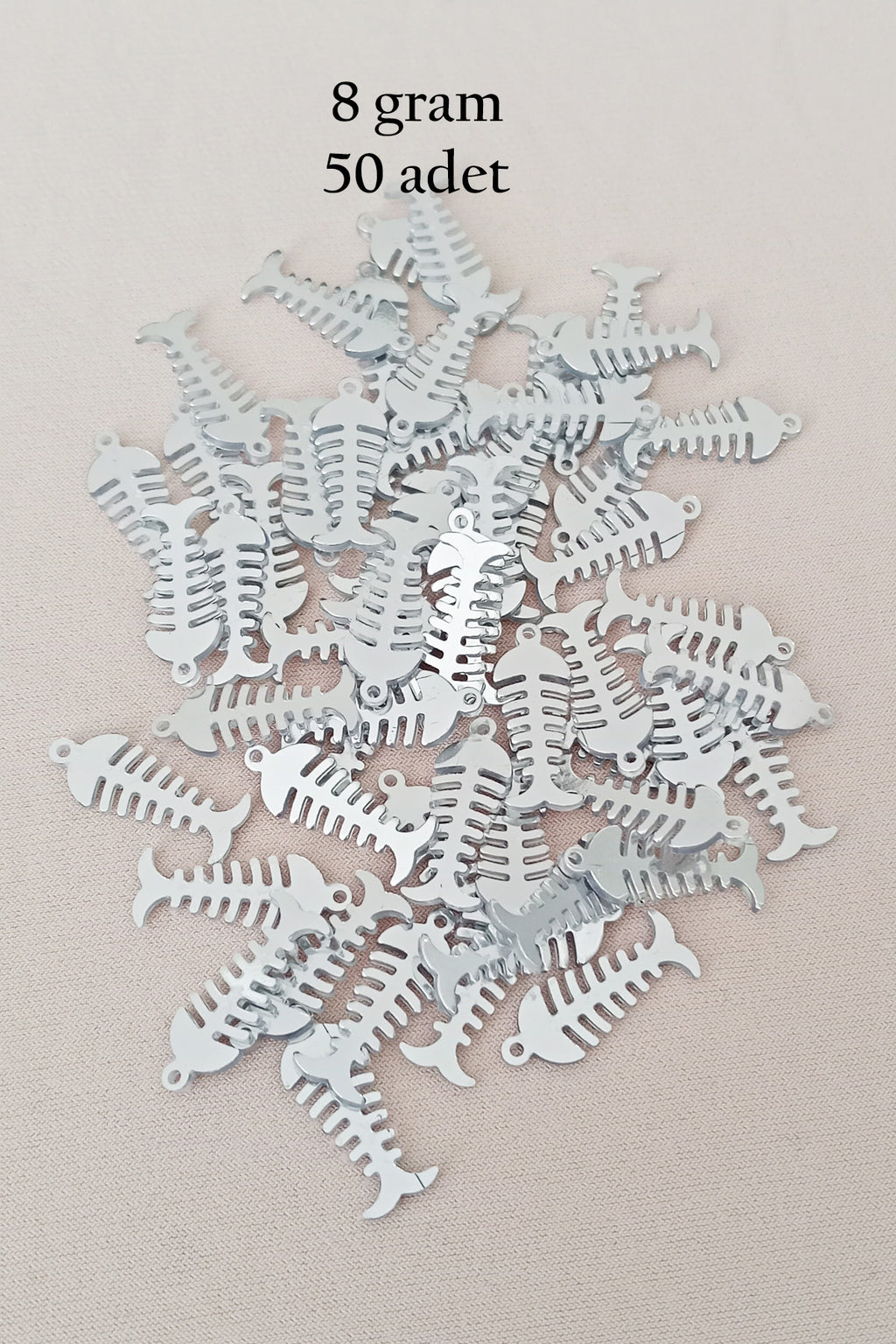 Oya Abiye Bileklik Kolye Pleksi Metalik Plastik Pul Gümüş Renk 8 gram 50 adet - BNC529