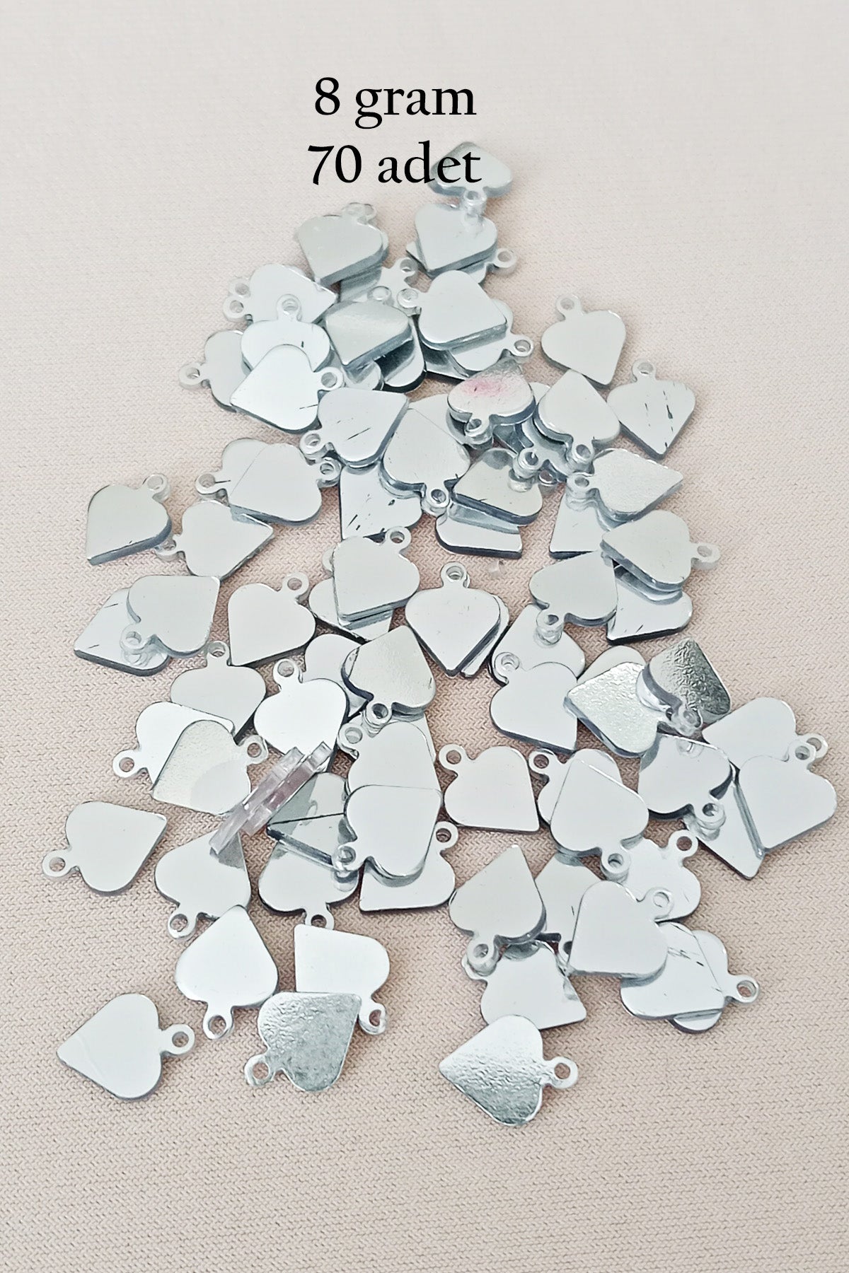 Oya Abiye Bileklik Kolye Pleksi Metalik Plastik Pul Gümüş Renk 8 gram 70 adet - BNC530