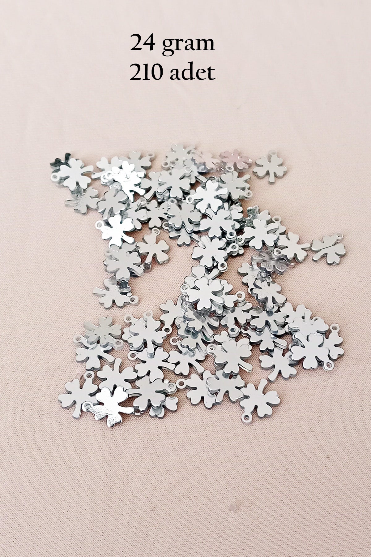 Oya Abiye Bileklik Kolye Pleksi Metalik Plastik Pul Gümüş Renk 24 gram 210 adet - BNC562