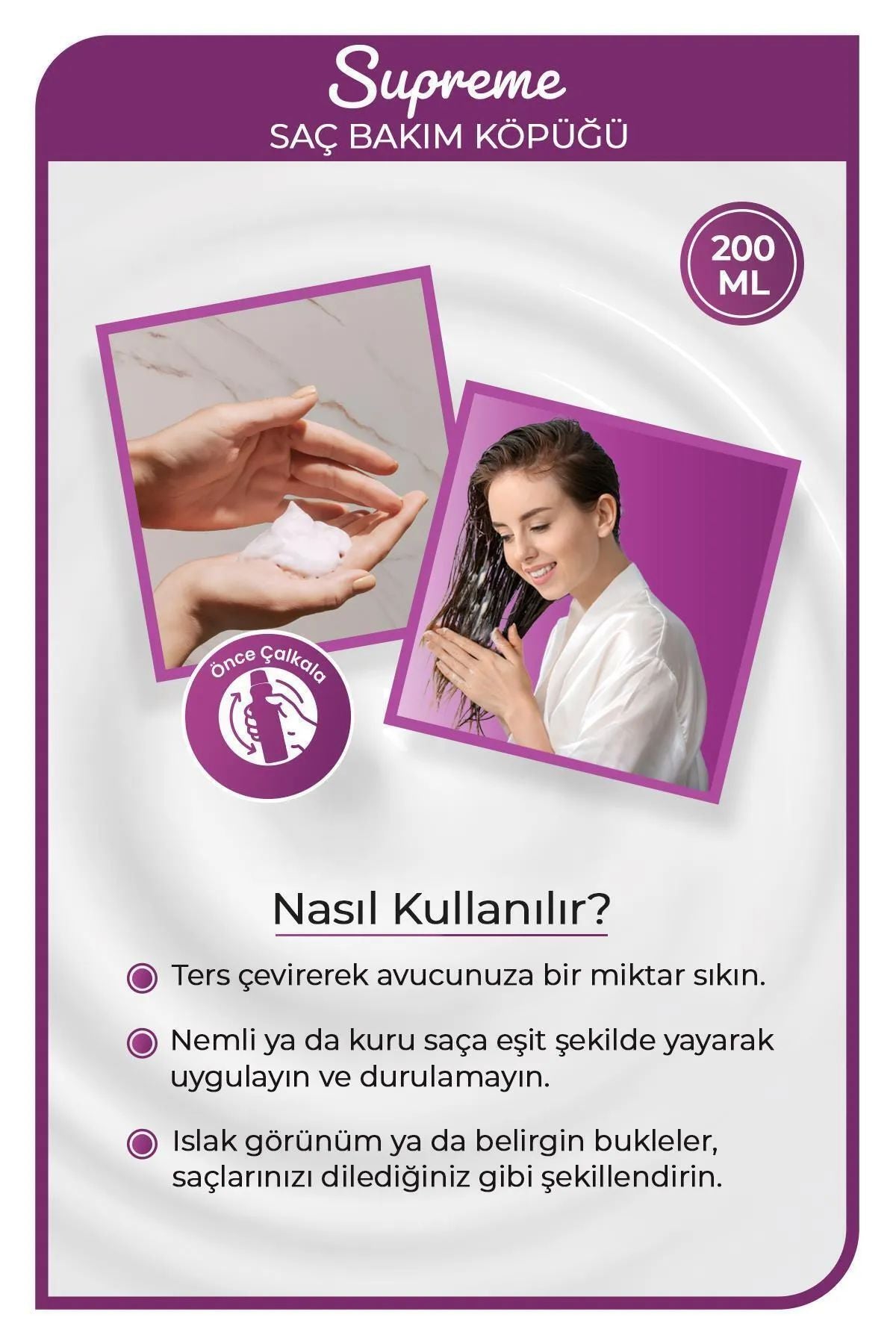 Supreme Saç Köpük 200 ML - Nemlendirme - mrfs