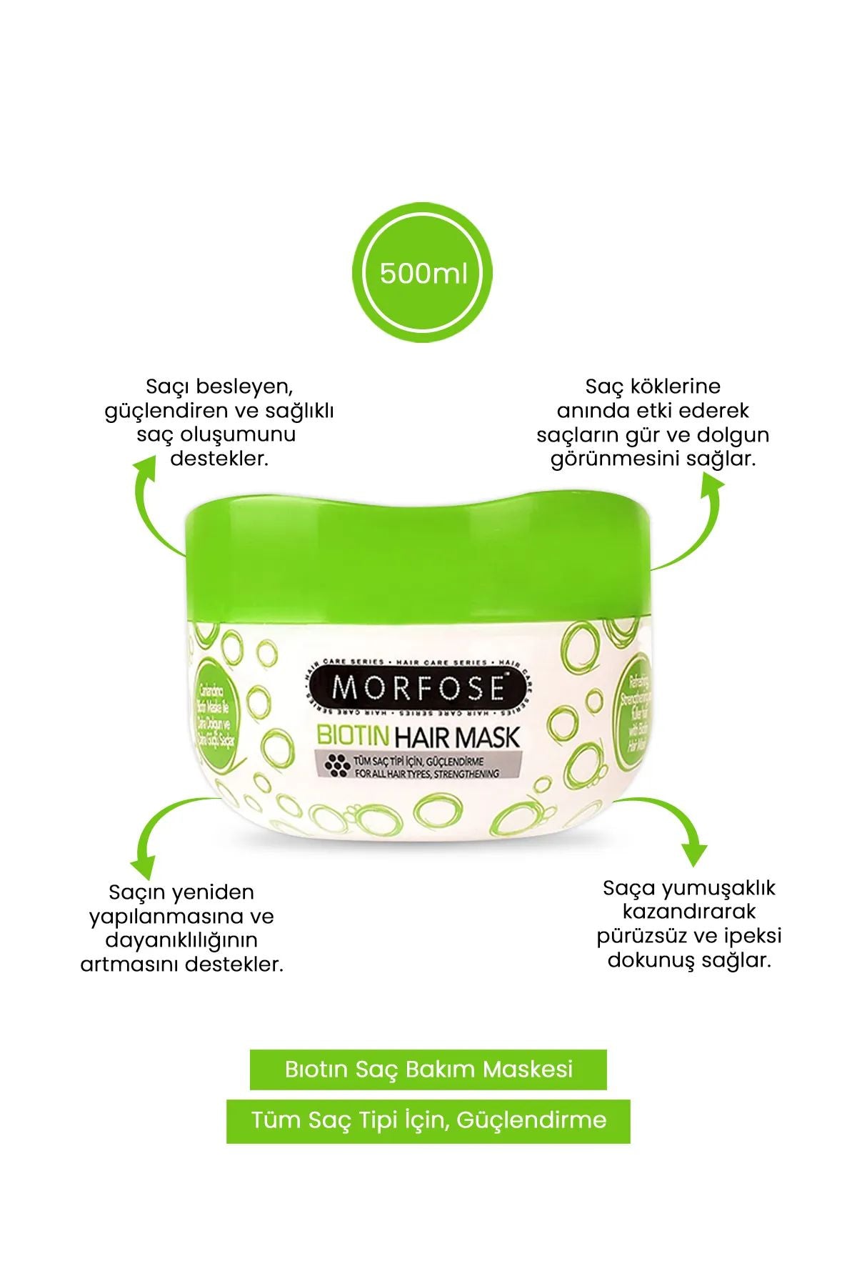 Biotin Saç Maskesi 500 ML - Gür ve Dolgun Saçlar - mrfs