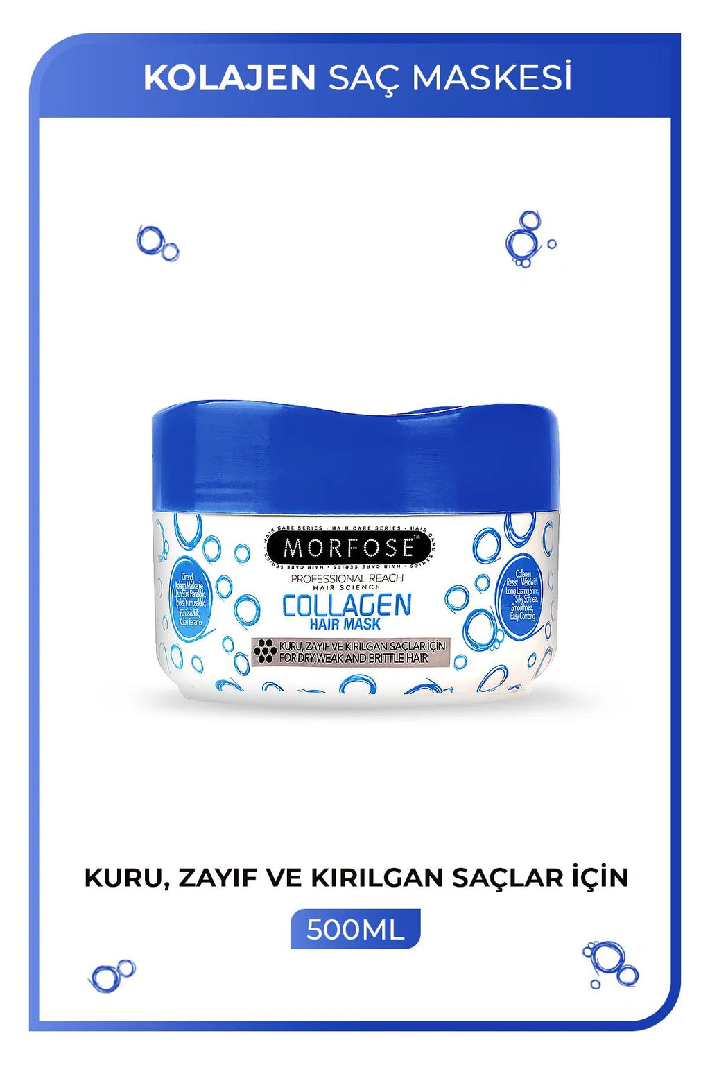 Kolajen Saç Maskesi 500 ML - Zayıf ve Kırılgan Saçlar İçin - mrfs