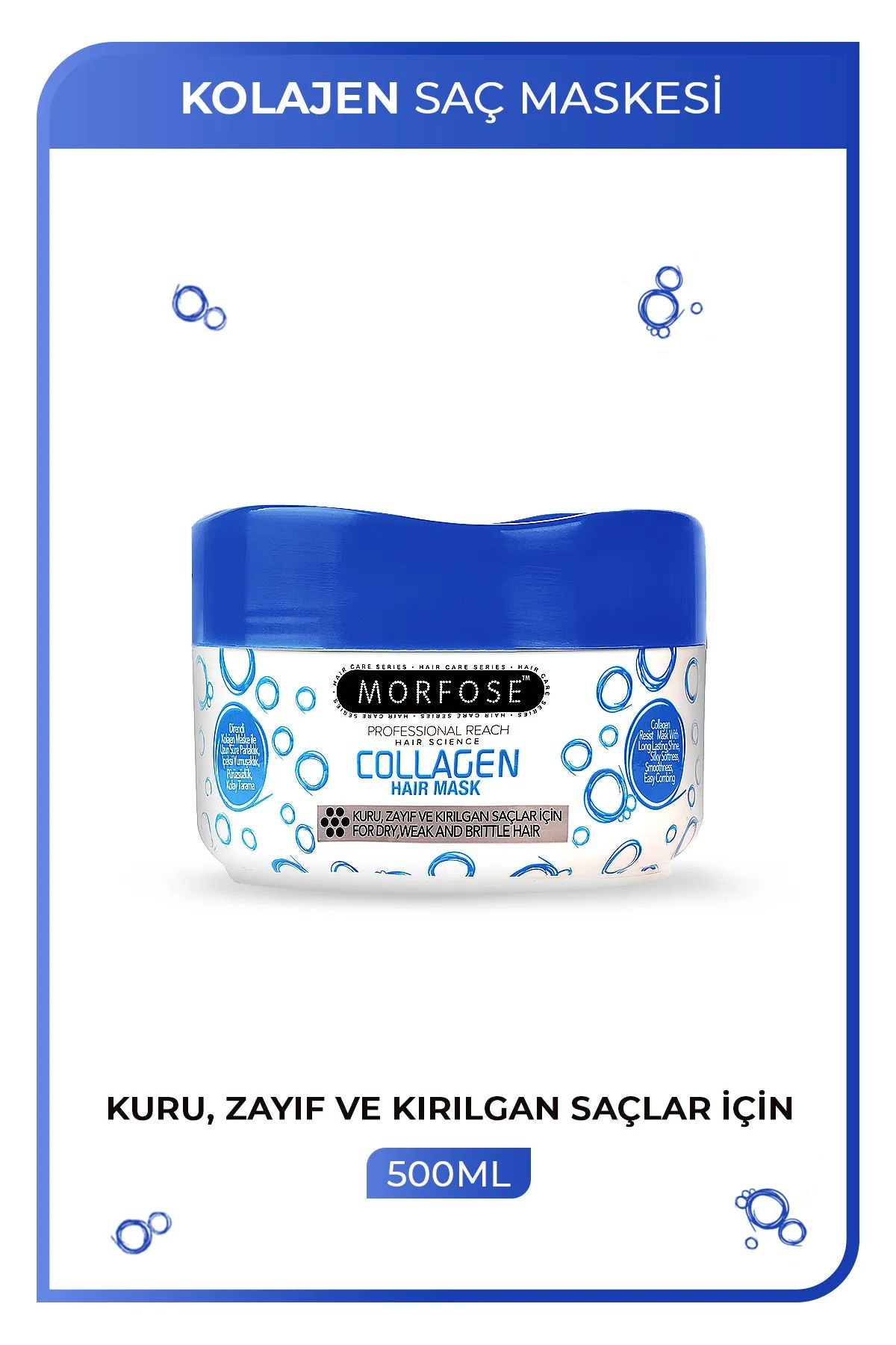 Kolajen Saç Maskesi 500 ML - Zayıf ve Kırılgan Saçlar İçin - mrfs