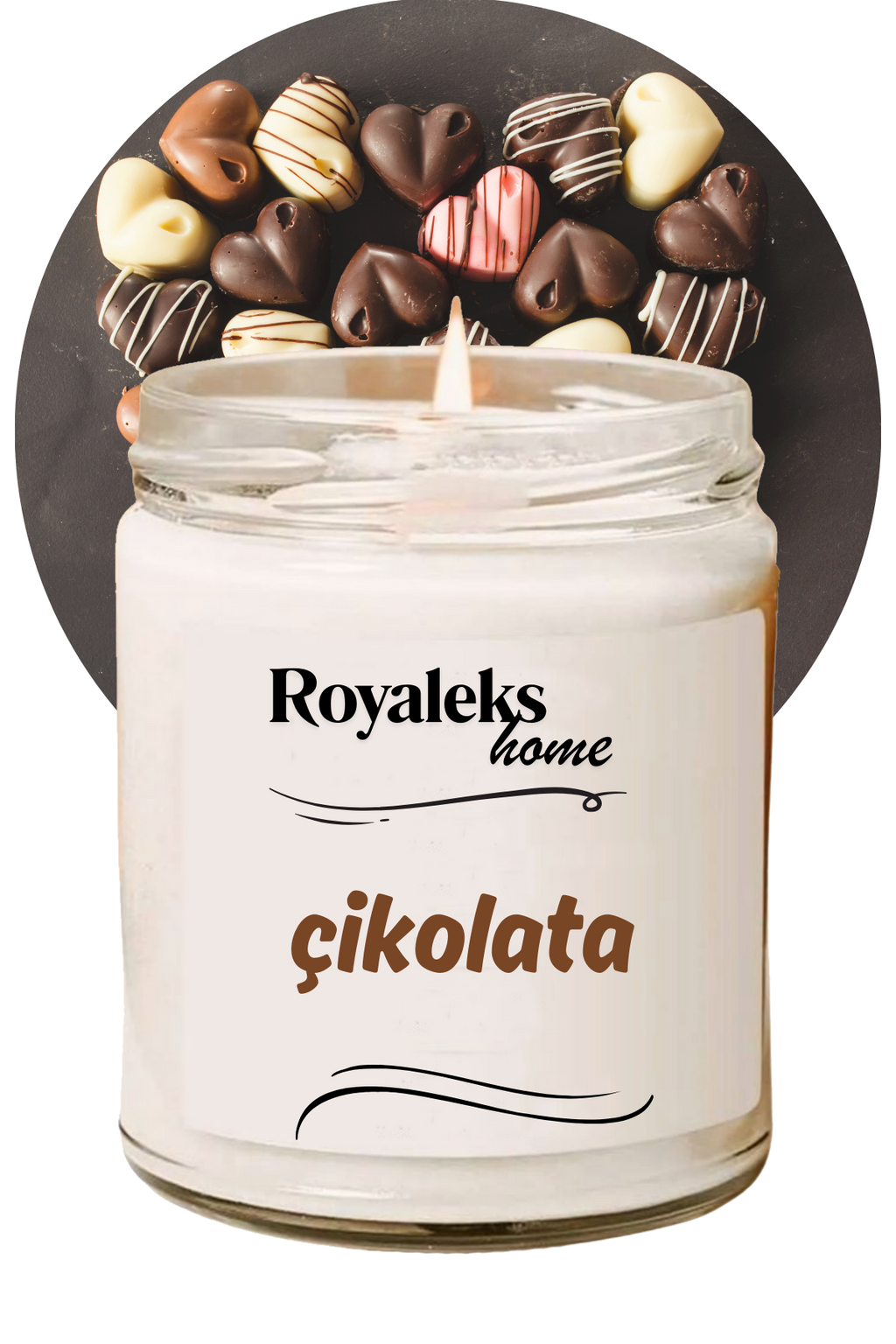 Doğal Özel Seri Kokulu Dekoratif Kavanoz Mum 210 cc - Çikolata - RYL