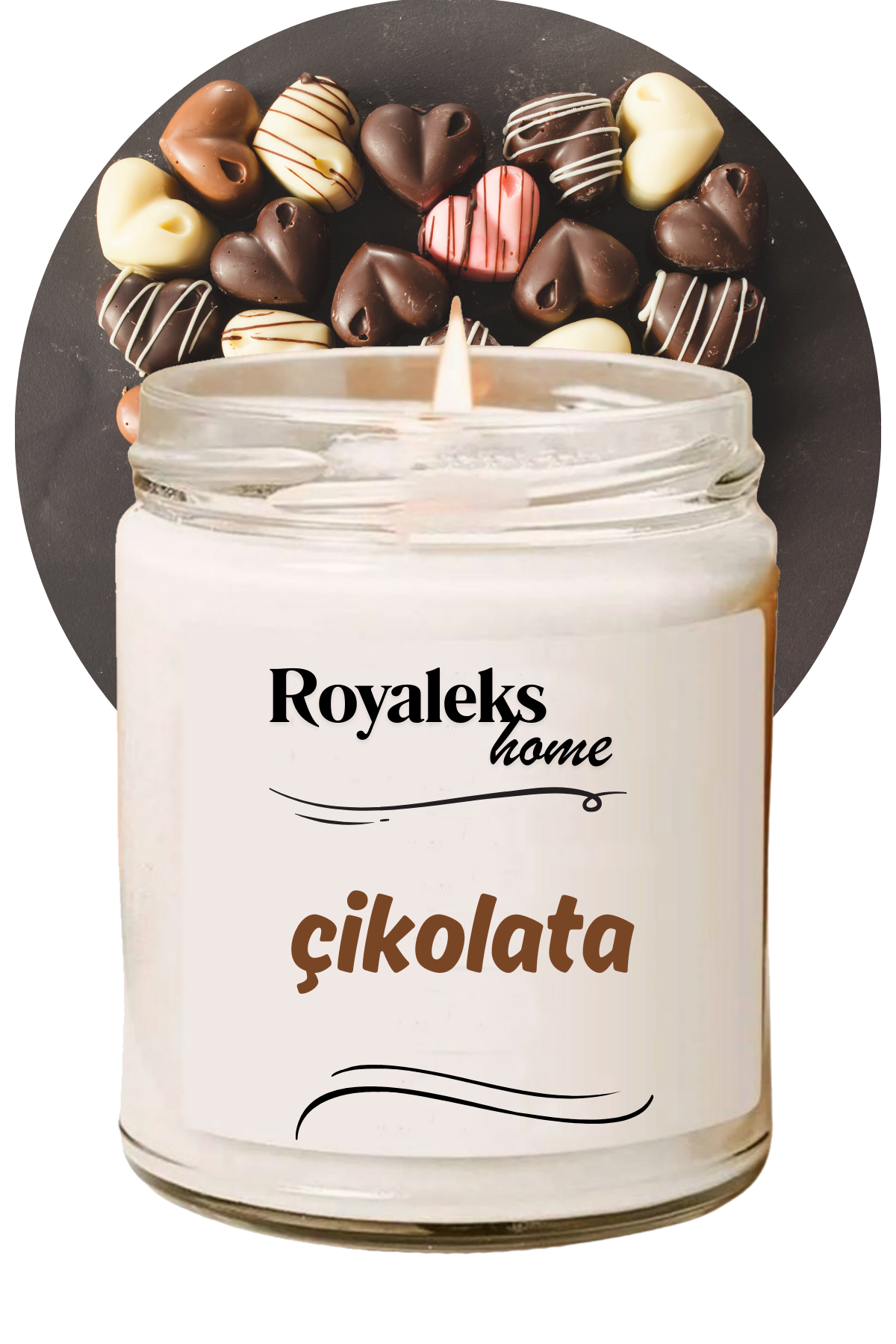 Doğal Özel Seri Kokulu Dekoratif Kavanoz Mum 210 cc - Çikolata - RYL