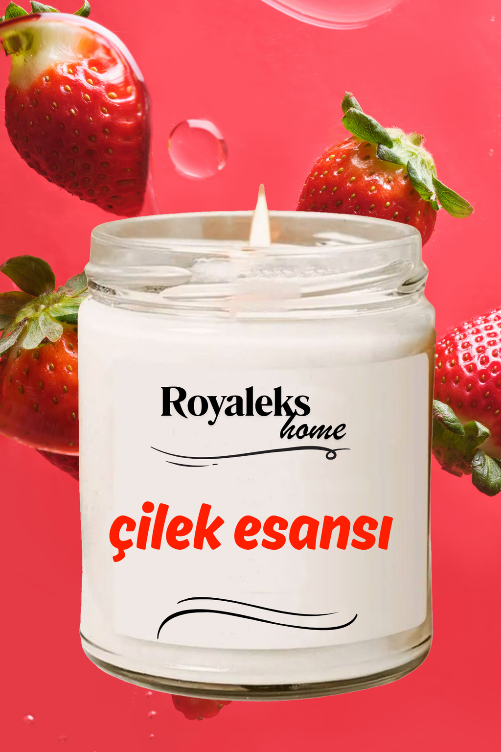 Doğal Özel Seri Kokulu Dekoratif Kavanoz Mum 210 cc - Çilek Esansı - RYL