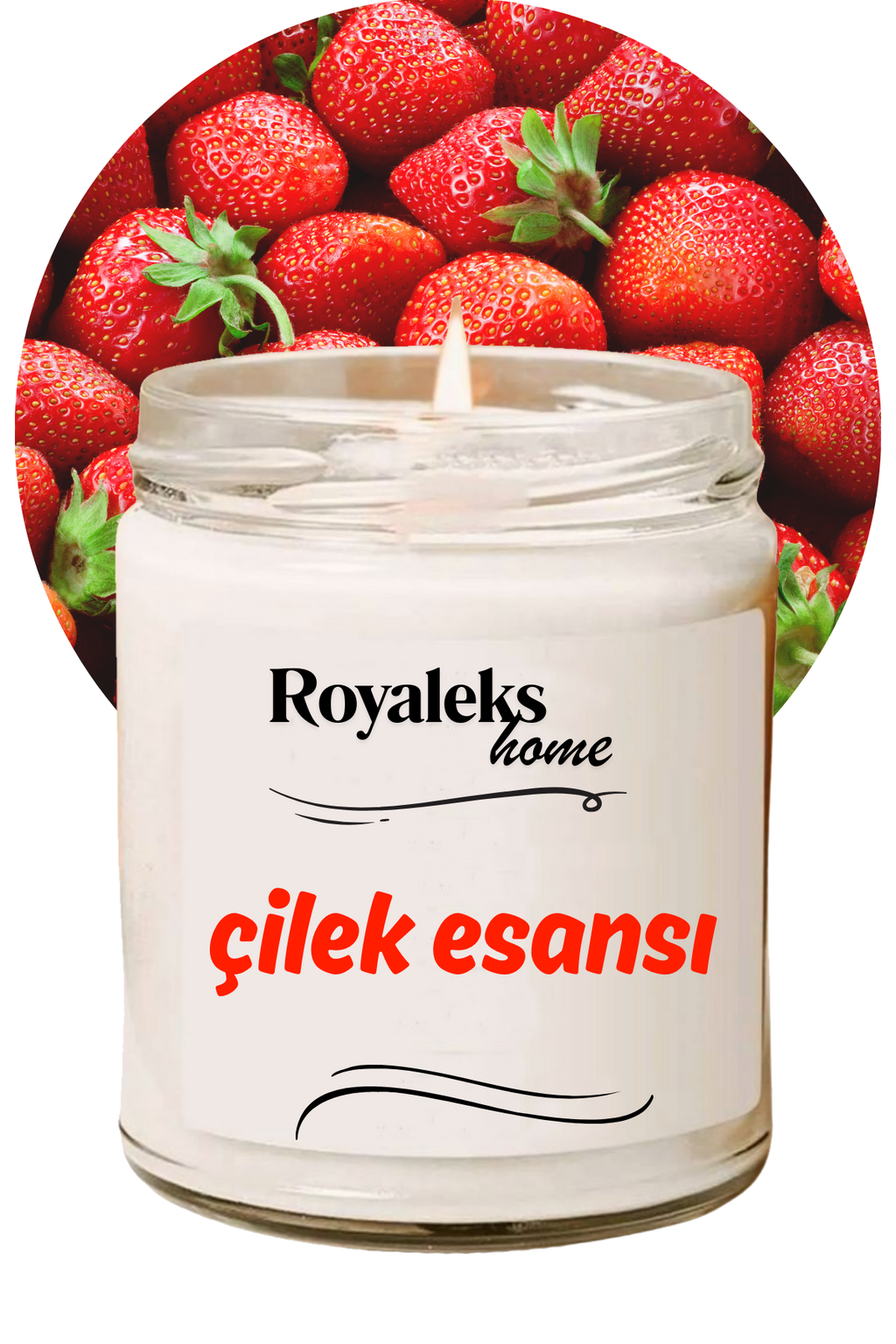 Doğal Özel Seri Kokulu Dekoratif Kavanoz Mum 210 cc - Çilek Esansı - RYL