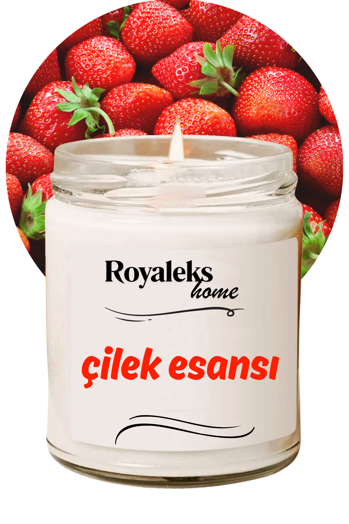 Doğal Özel Seri Kokulu Dekoratif Kavanoz Mum 210 cc - Çilek Esansı - RYL