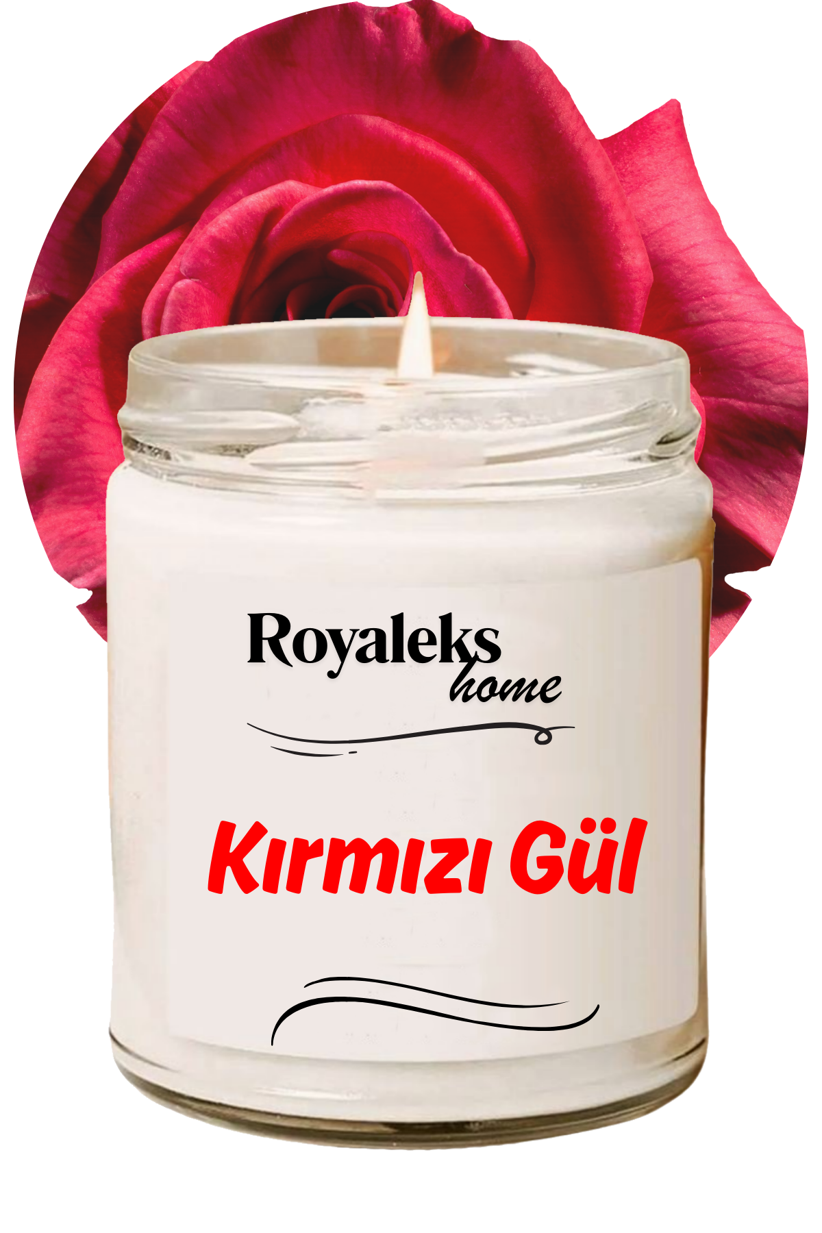 Doğal Özel Seri Kokulu Dekoratif Kavanoz Mum 210 cc - Kırmızı Gül Esansı - RYL