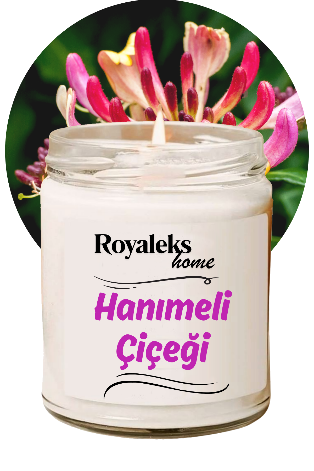 Doğal Özel Seri Kokulu Dekoratif Kavanoz Mum 210 cc - Hanımeli Esansı - RYL
