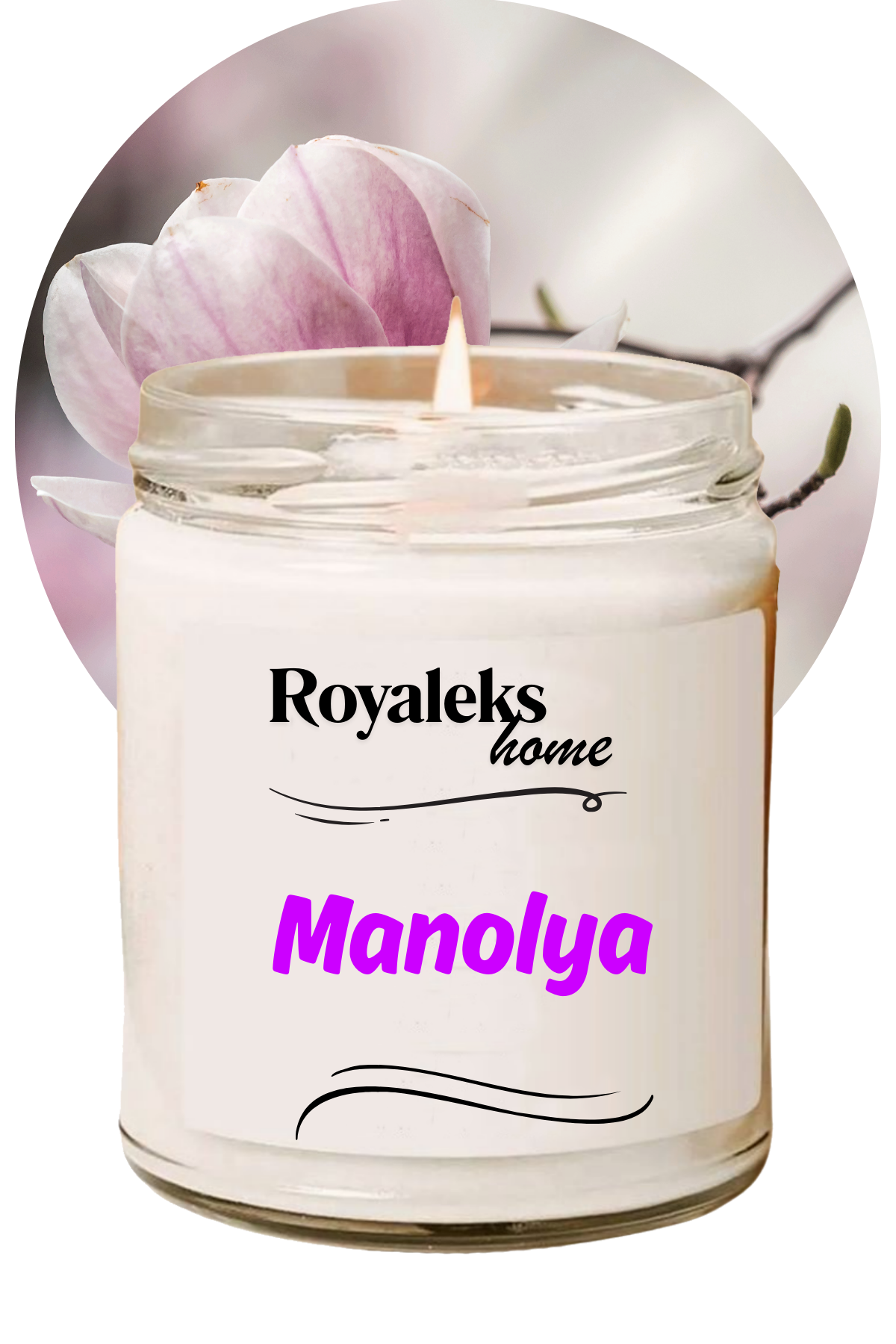 Doğal Özel Seri Kokulu Dekoratif Kavanoz Mum 210 cc - Manolya Esansı - RYL
