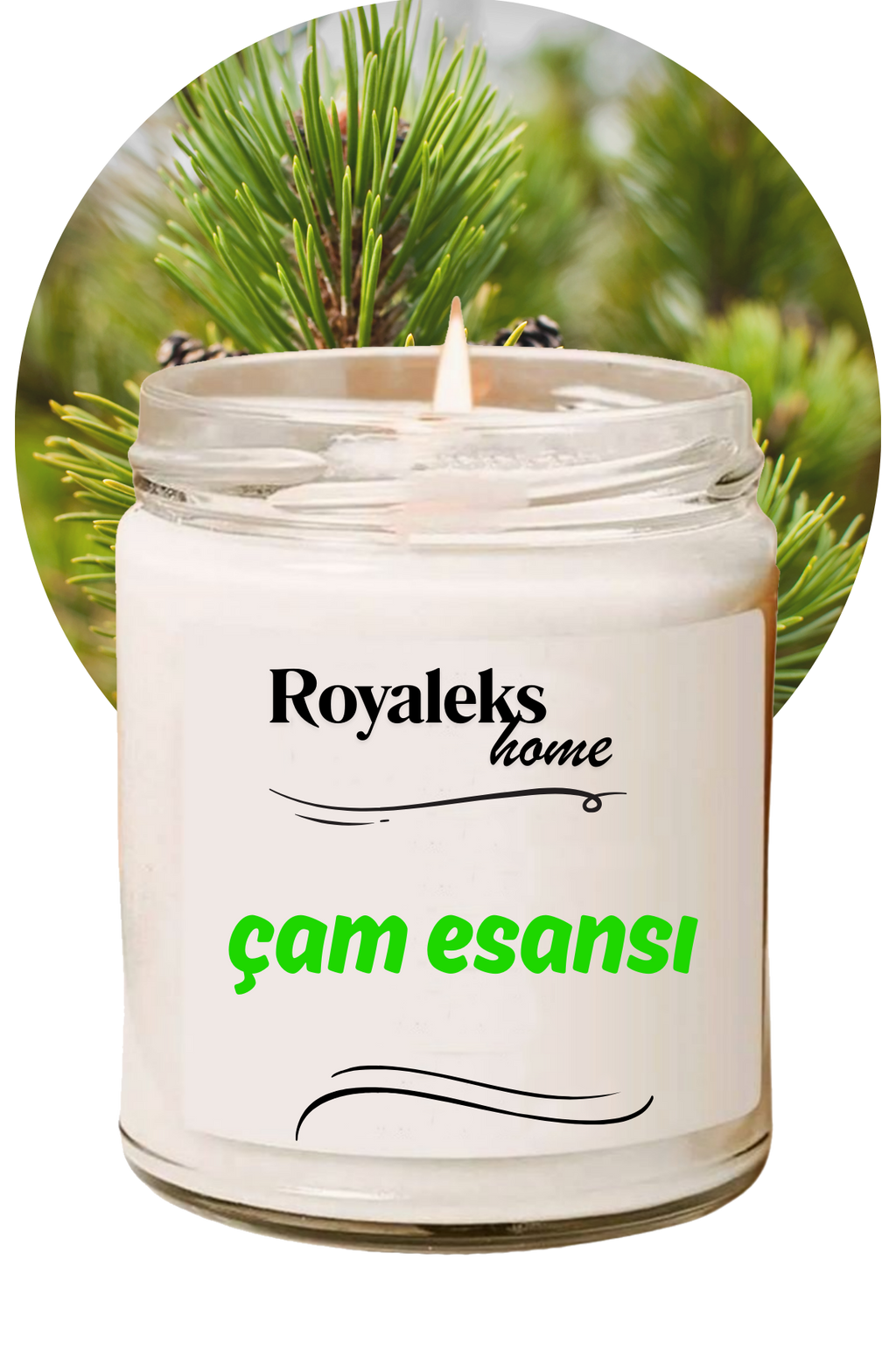 Doğal Özel Seri Kokulu Dekoratif Kavanoz Mum 210 cc - Çam Esansı - RYL