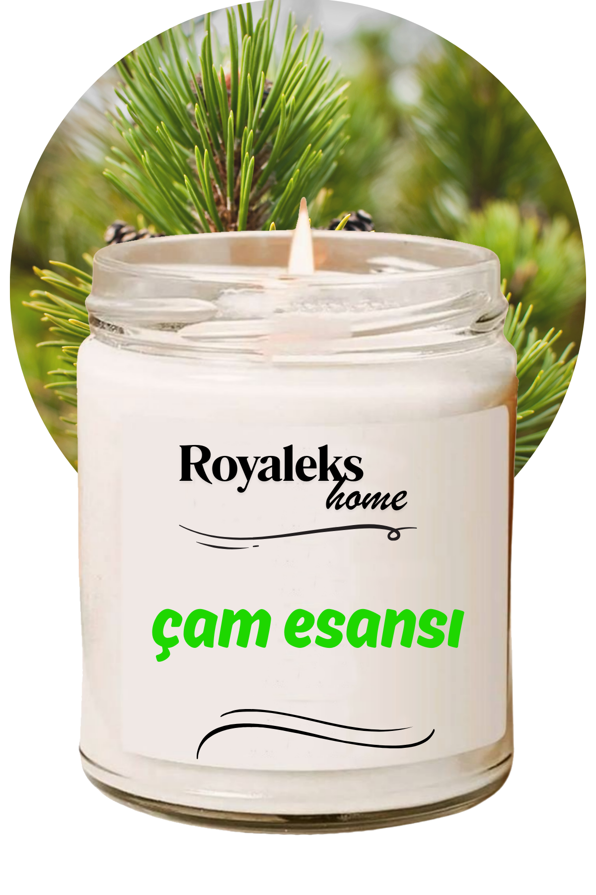 Doğal Özel Seri Kokulu Dekoratif Kavanoz Mum 210 cc - Çam Esansı - RYL